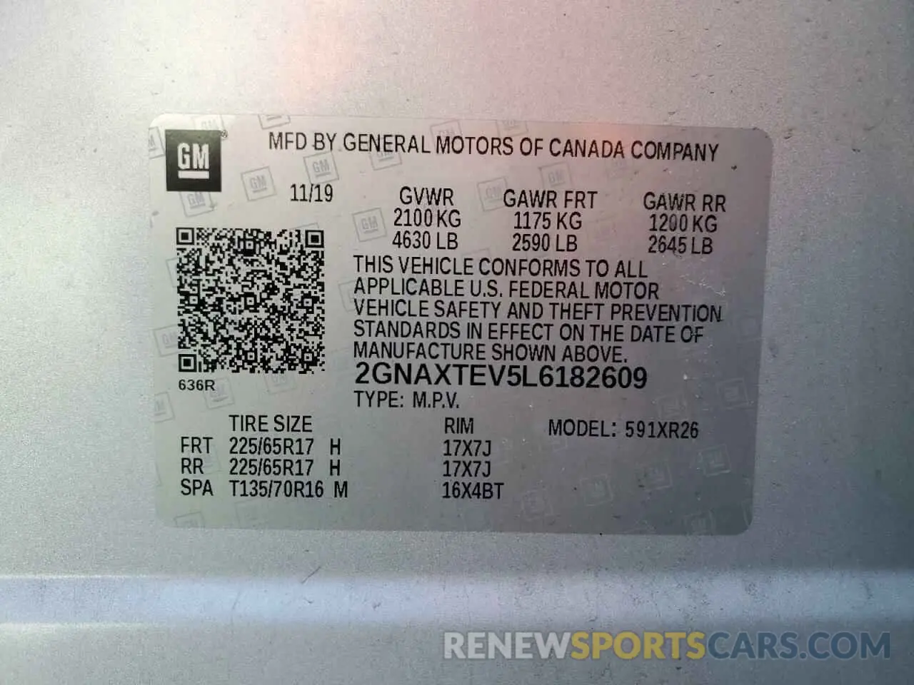 13 Фотография поврежденного автомобиля 2GNAXTEV5L6182609 CHEVROLET EQUINOX 2020