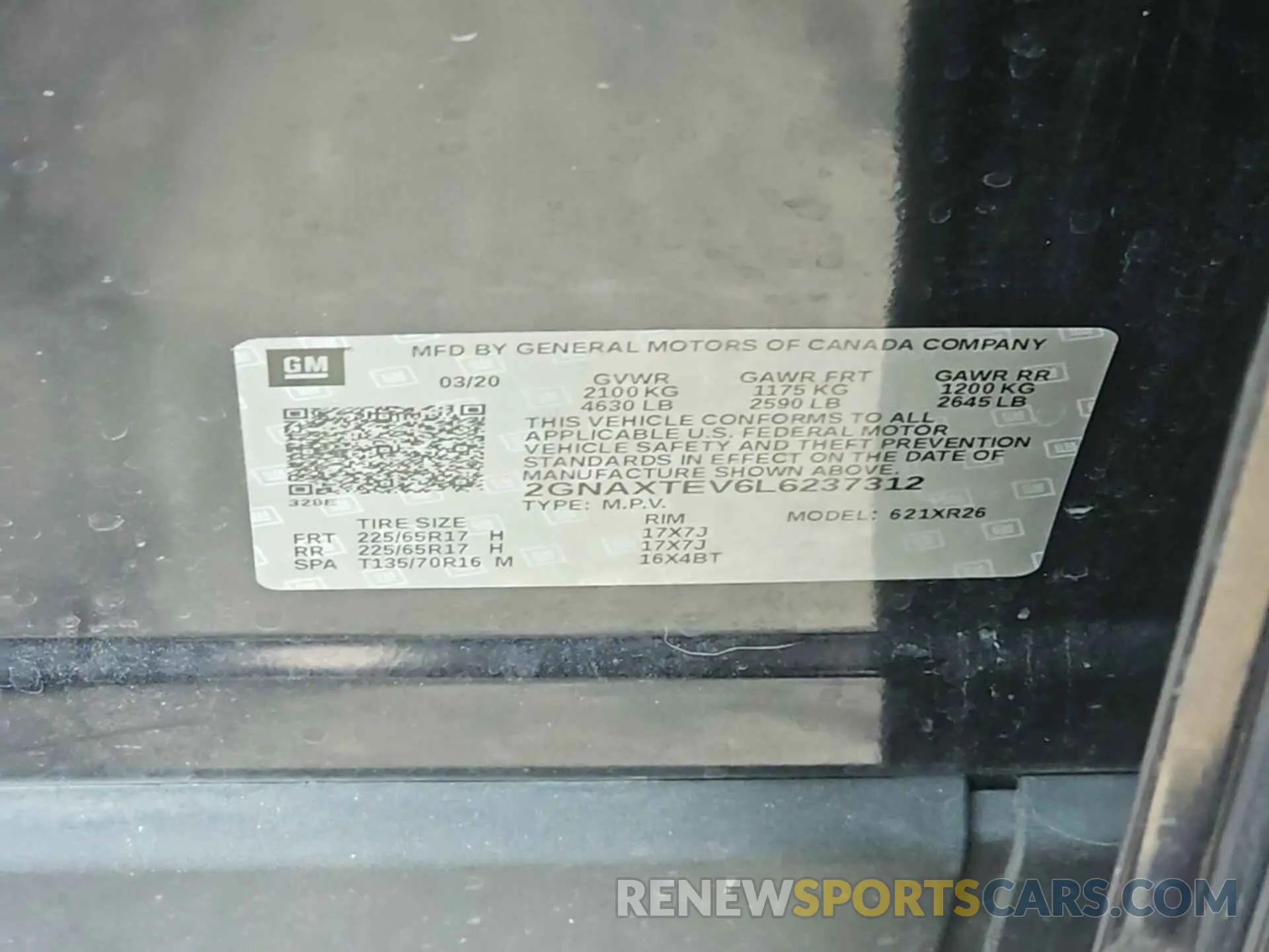 2 Photograph of a damaged car 2GNAXTEV6L6237312 CHEVROLET EQUINOX 2020
