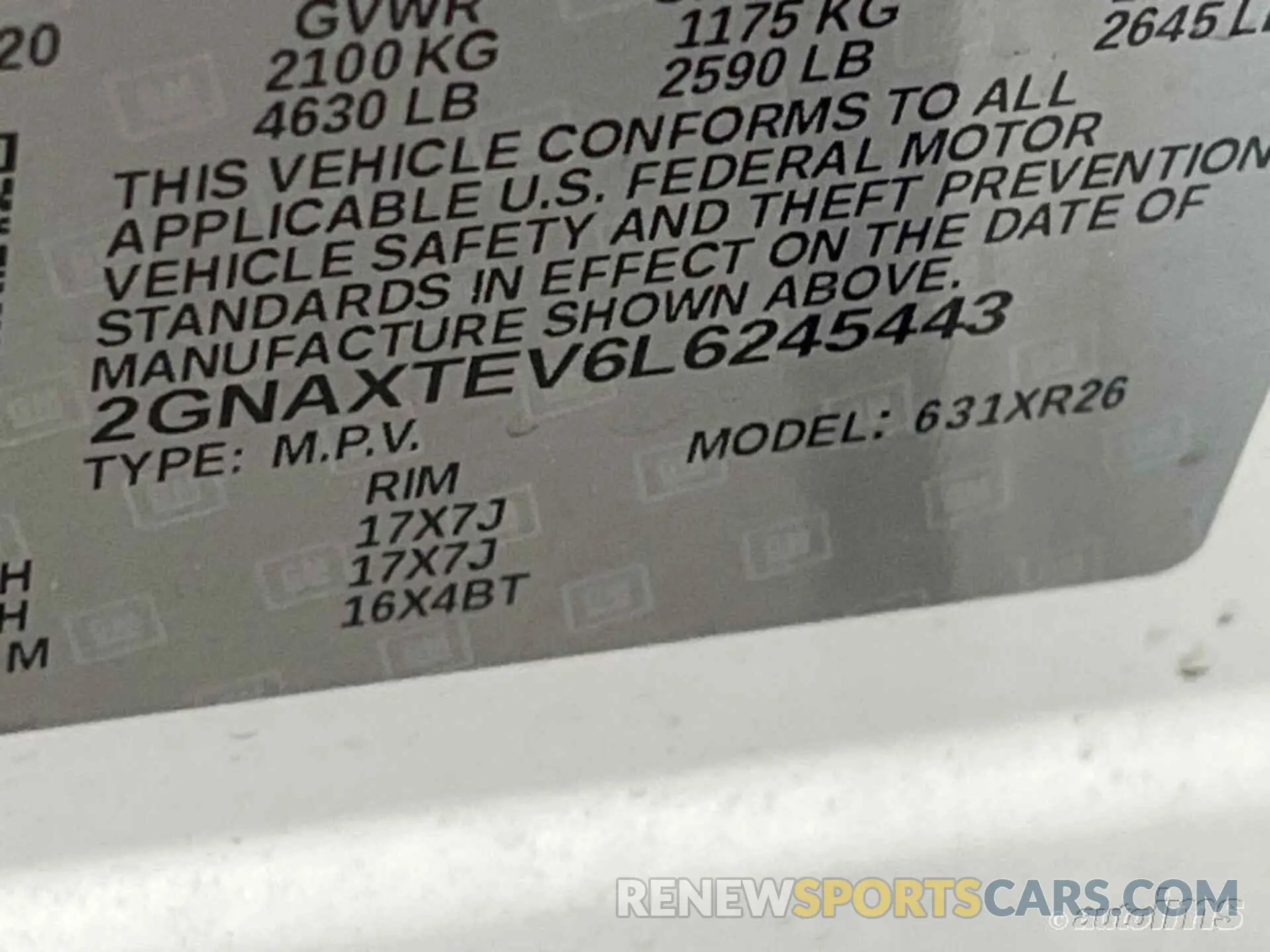 4 Photograph of a damaged car 2GNAXTEV6L6245443 CHEVROLET EQUINOX 2020