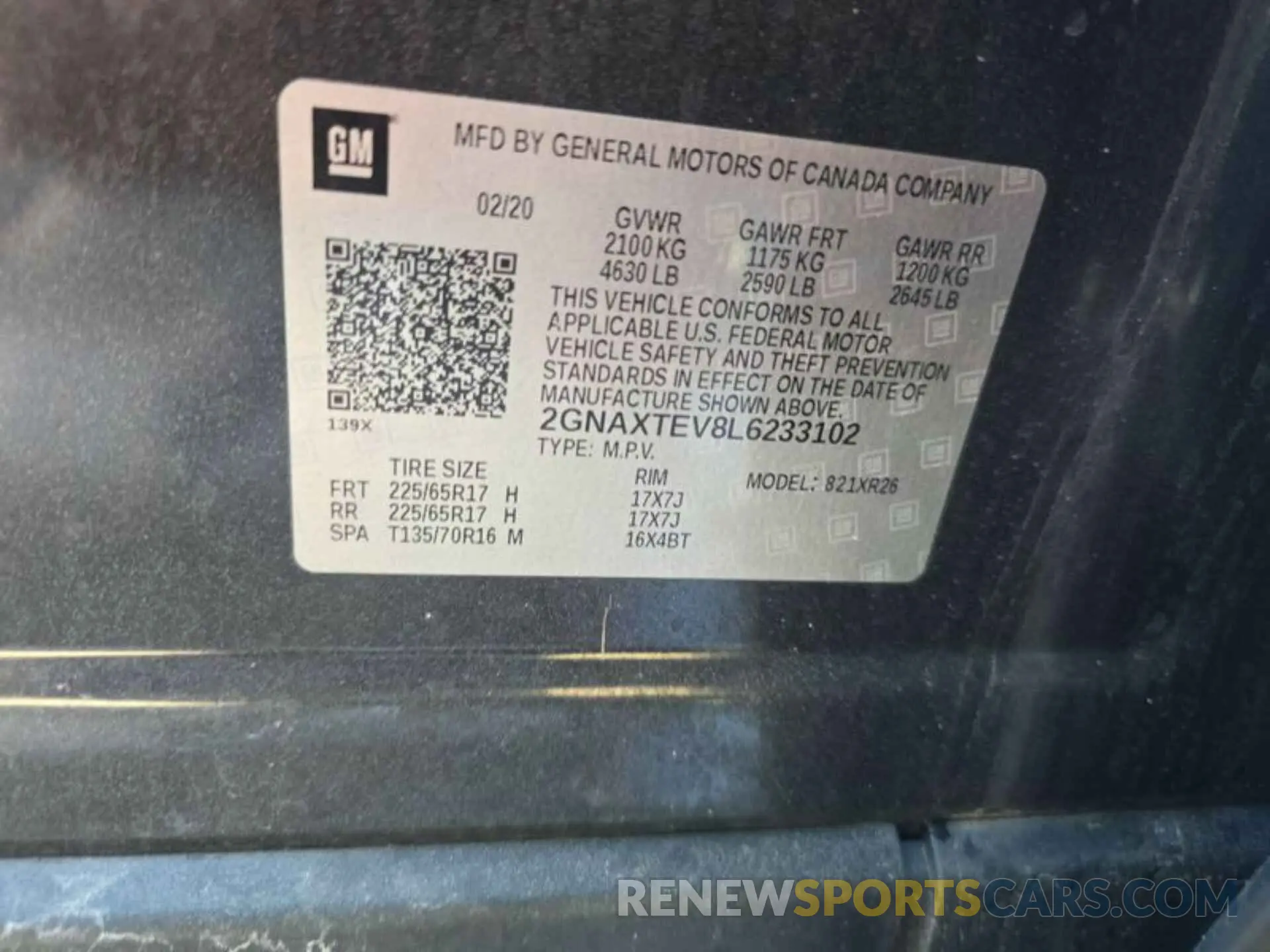 2 Photograph of a damaged car 2GNAXTEV8L6233102 CHEVROLET EQUINOX 2020