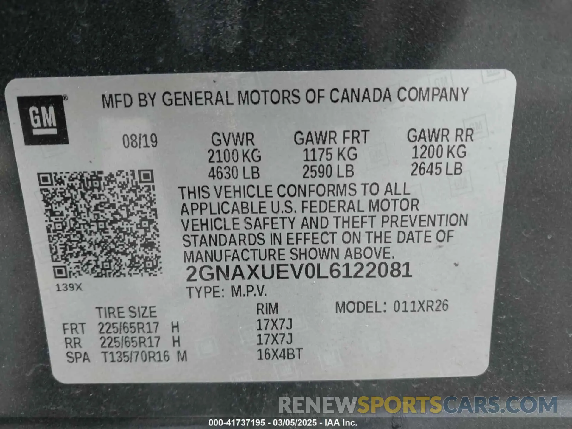9 Фотография поврежденного автомобиля 2GNAXUEV0L6122081 CHEVROLET EQUINOX 2020