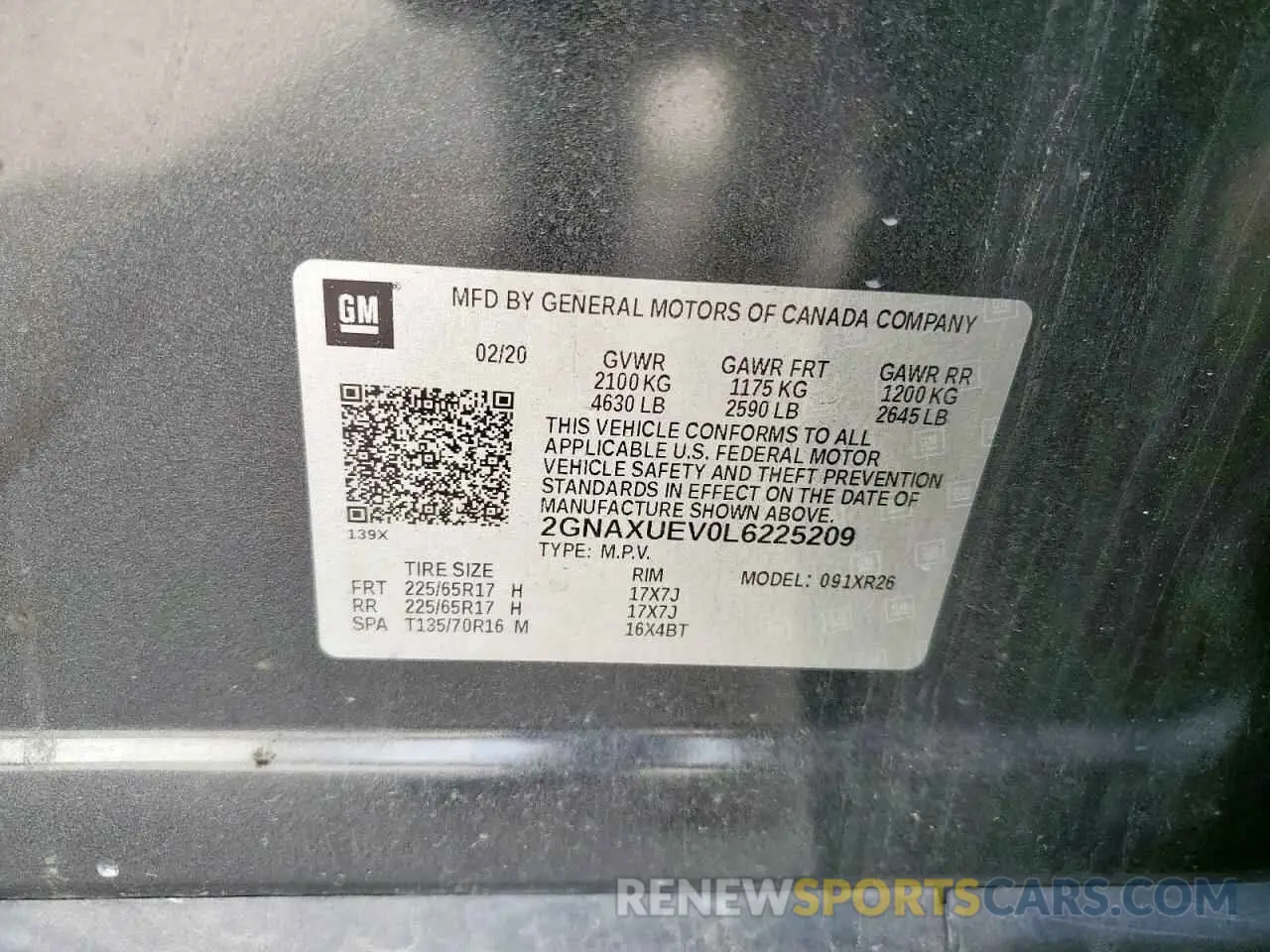 12 Photograph of a damaged car 2GNAXUEV0L6225209 CHEVROLET EQUINOX 2020