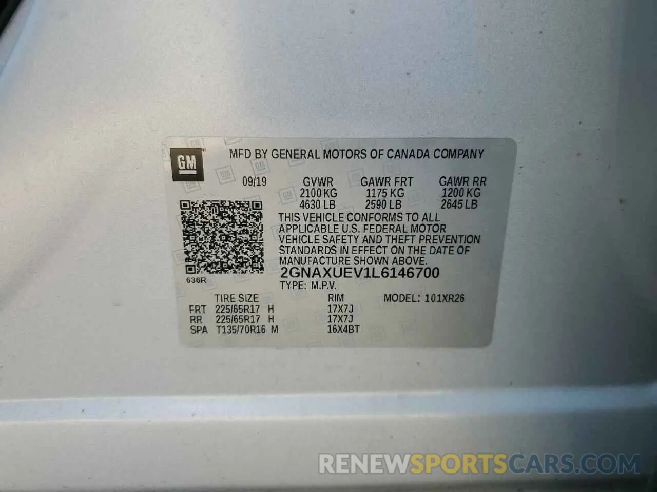 14 Фотография поврежденного автомобиля 2GNAXUEV1L6146700 CHEVROLET EQUINOX 2020