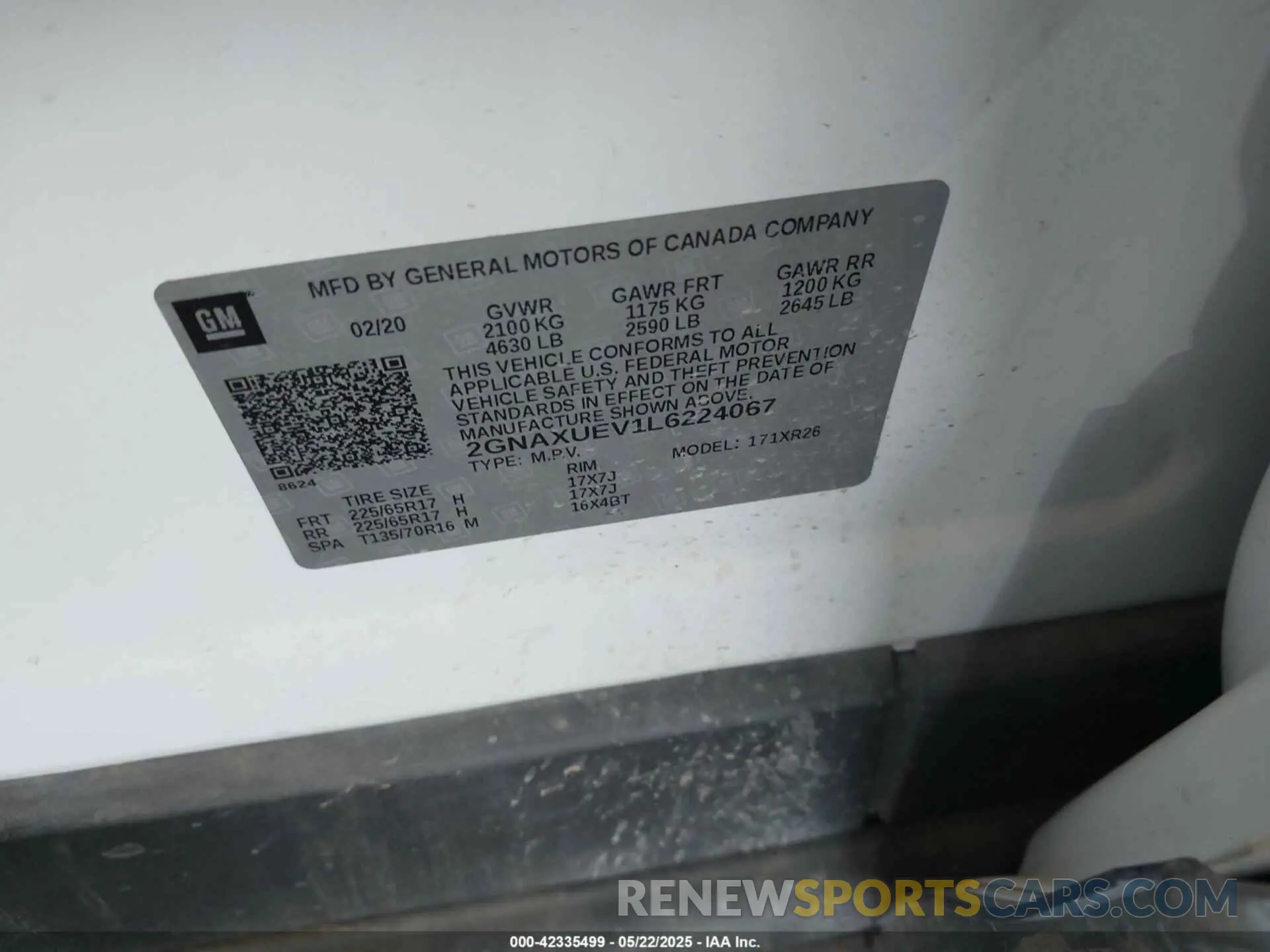 9 Photograph of a damaged car 2GNAXUEV1L6224067 CHEVROLET EQUINOX 2020