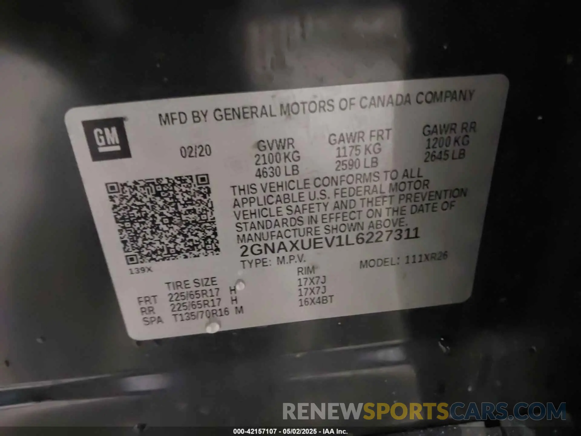 9 Фотография поврежденного автомобиля 2GNAXUEV1L6227311 CHEVROLET EQUINOX 2020