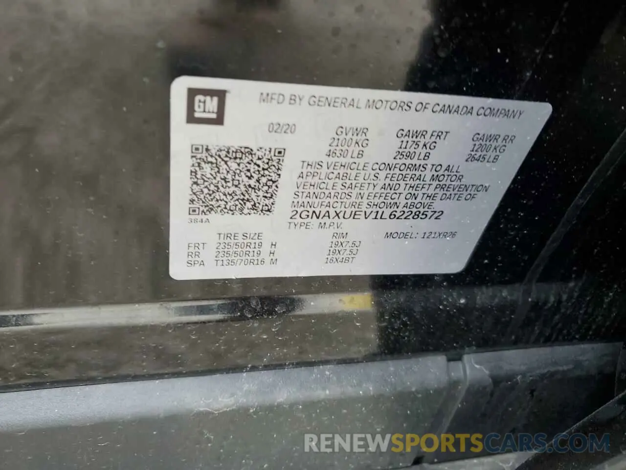 15 Photograph of a damaged car 2GNAXUEV1L6228572 CHEVROLET EQUINOX 2020