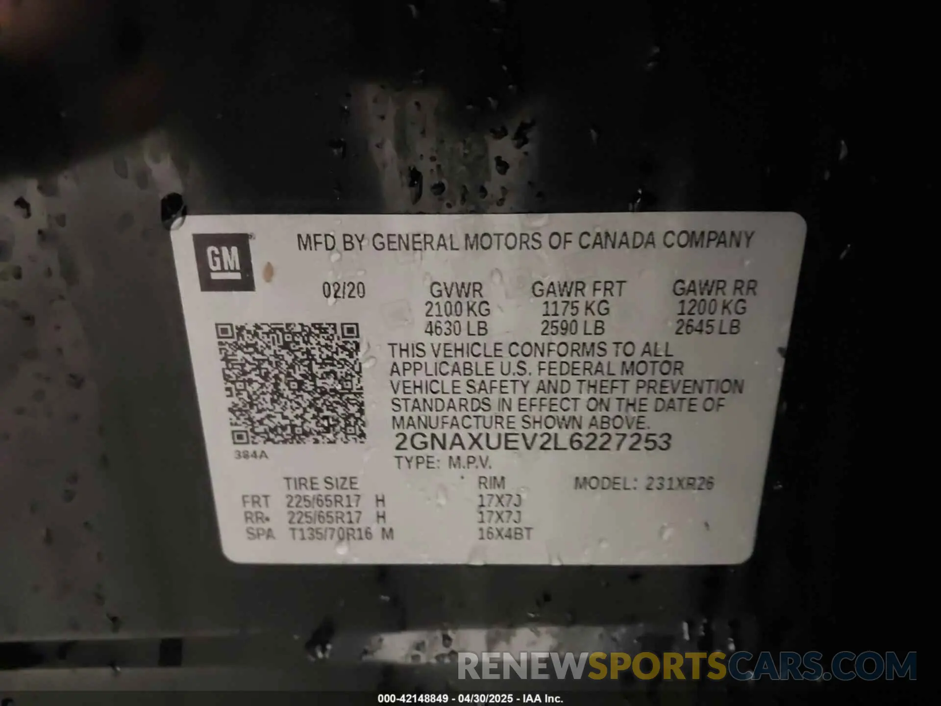 9 Фотография поврежденного автомобиля 2GNAXUEV2L6227253 CHEVROLET EQUINOX 2020
