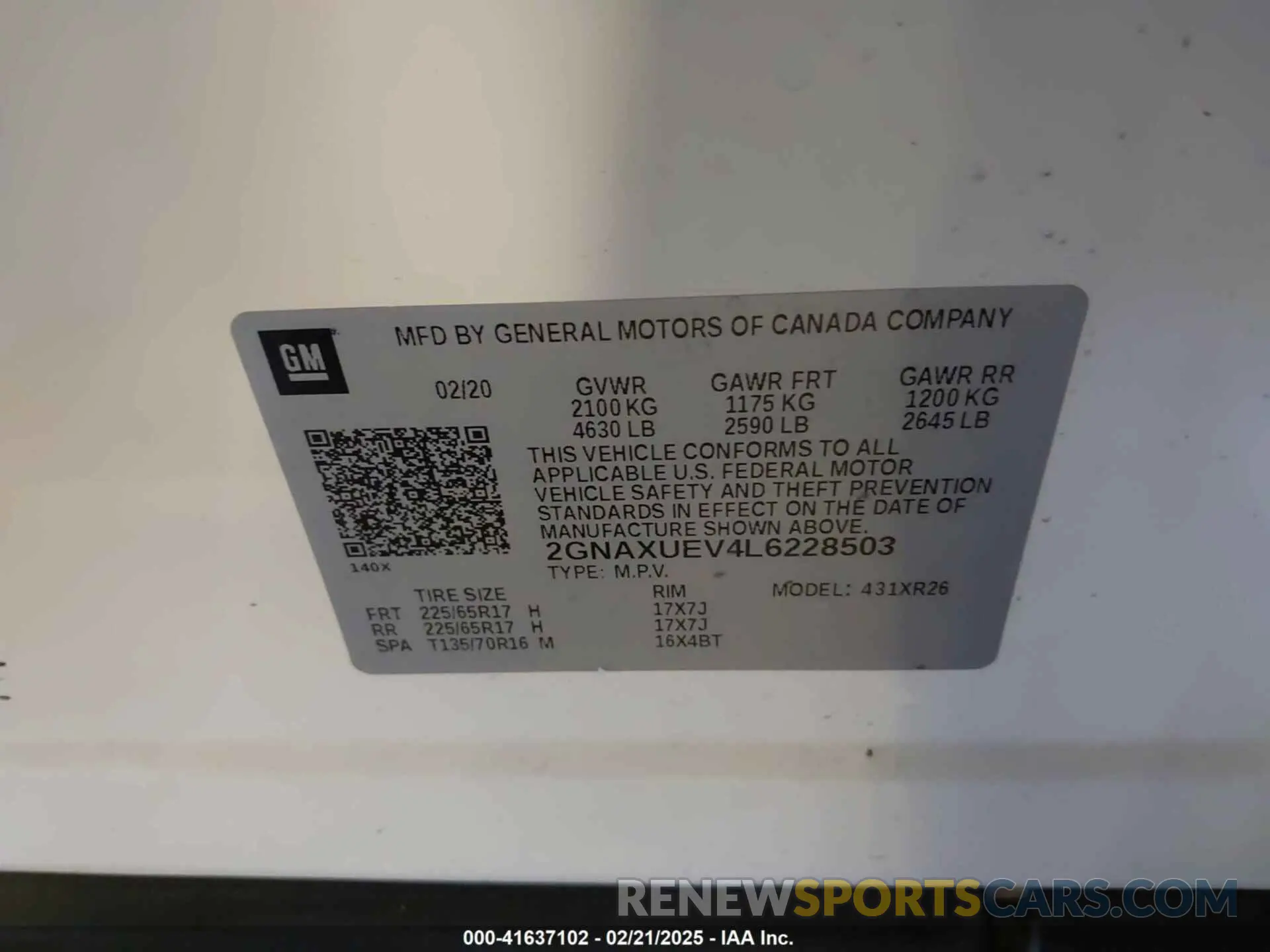 9 Фотография поврежденного автомобиля 2GNAXUEV4L6228503 CHEVROLET EQUINOX 2020