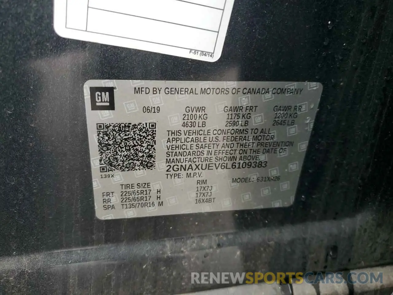 13 Фотография поврежденного автомобиля 2GNAXUEV6L6109383 CHEVROLET EQUINOX 2020