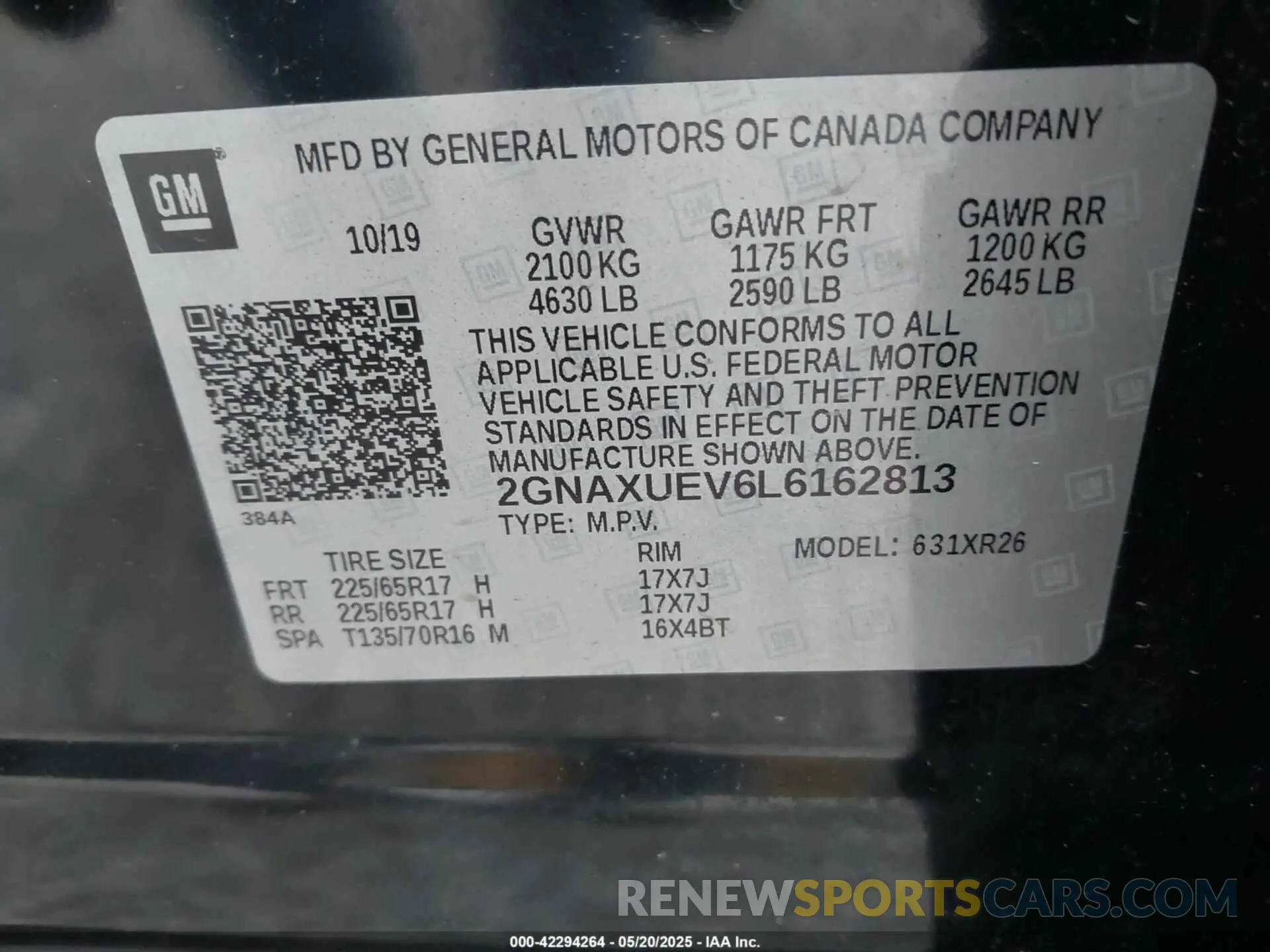 9 Фотография поврежденного автомобиля 2GNAXUEV6L6162813 CHEVROLET EQUINOX 2020