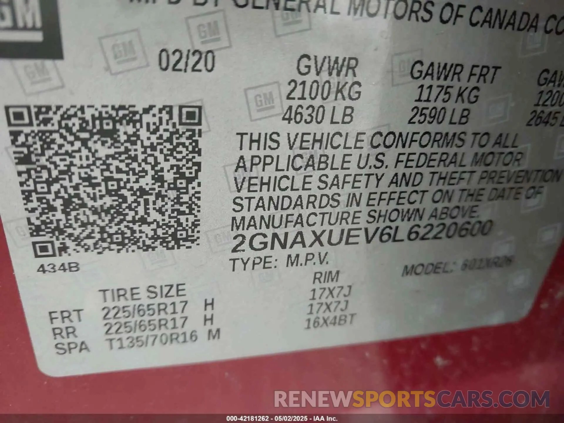 9 Photograph of a damaged car 2GNAXUEV6L6220600 CHEVROLET EQUINOX 2020