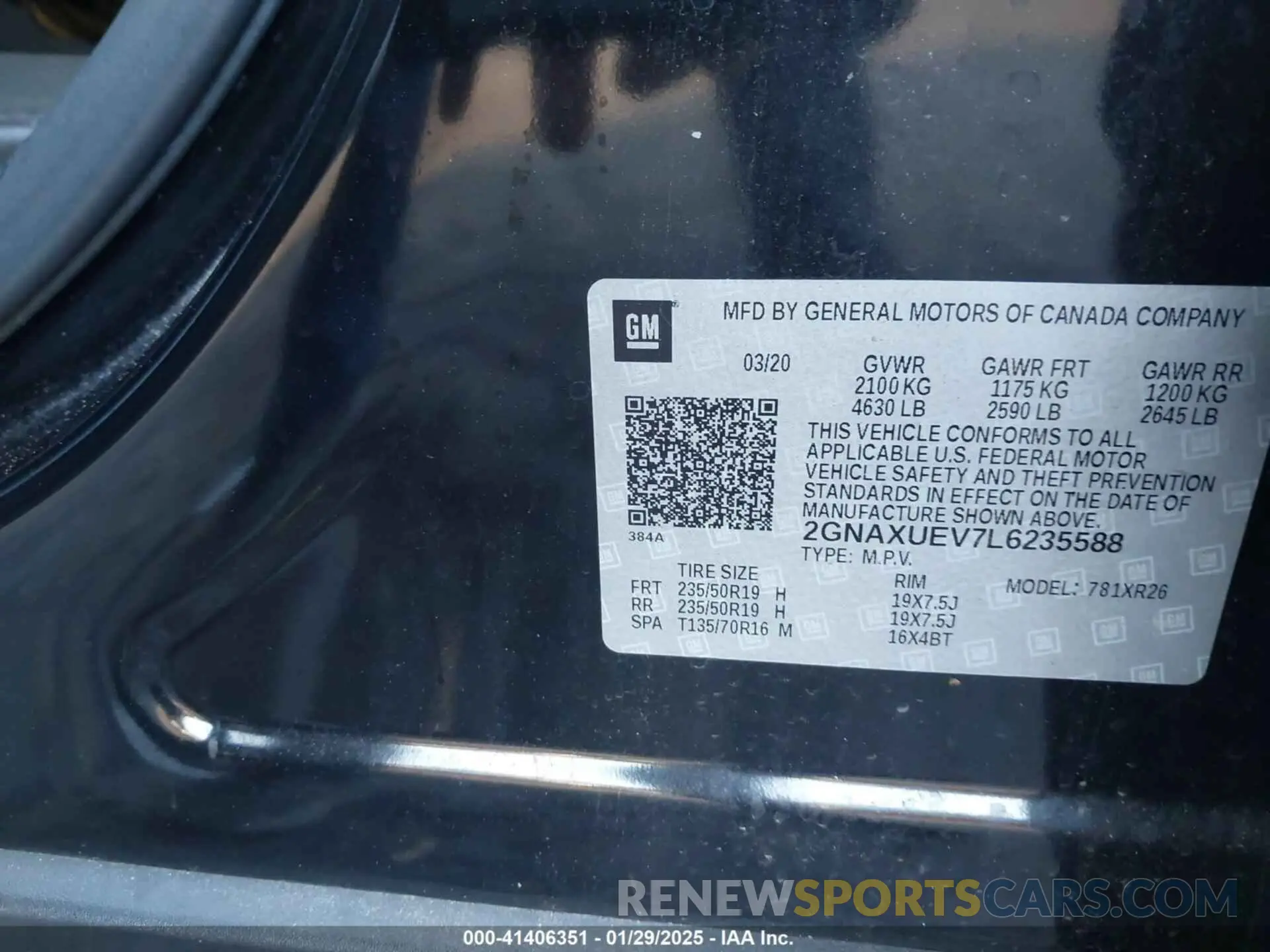 9 Photograph of a damaged car 2GNAXUEV7L6235588 CHEVROLET EQUINOX 2020