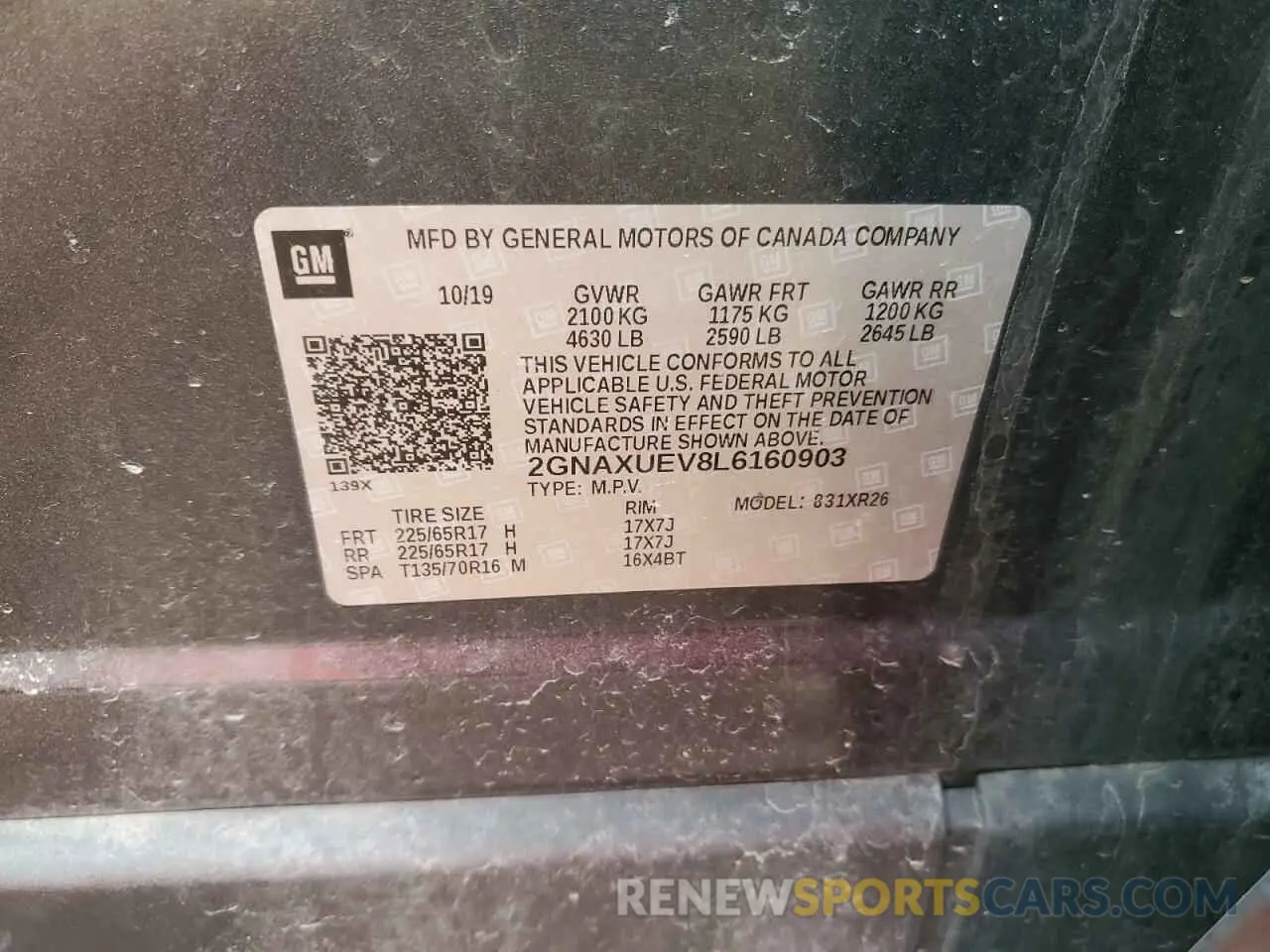 13 Фотография поврежденного автомобиля 2GNAXUEV8L6160903 CHEVROLET EQUINOX 2020