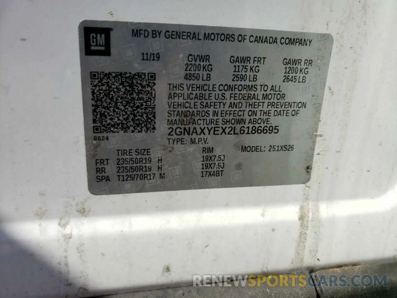14 Photograph of a damaged car 2GNAXYEX2L6186695 CHEVROLET EQUINOX 2020