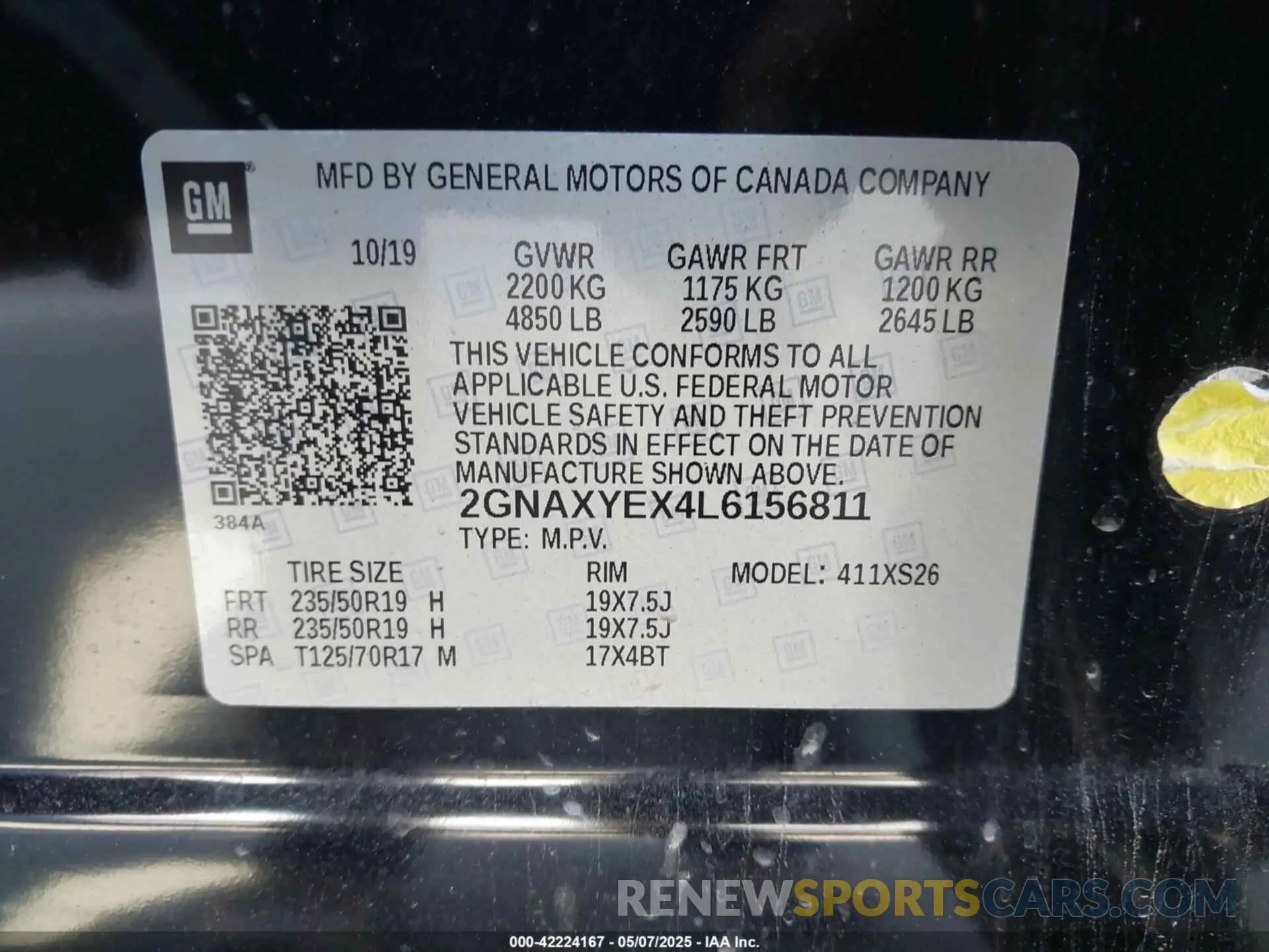 9 Photograph of a damaged car 2GNAXYEX4L6156811 CHEVROLET EQUINOX 2020