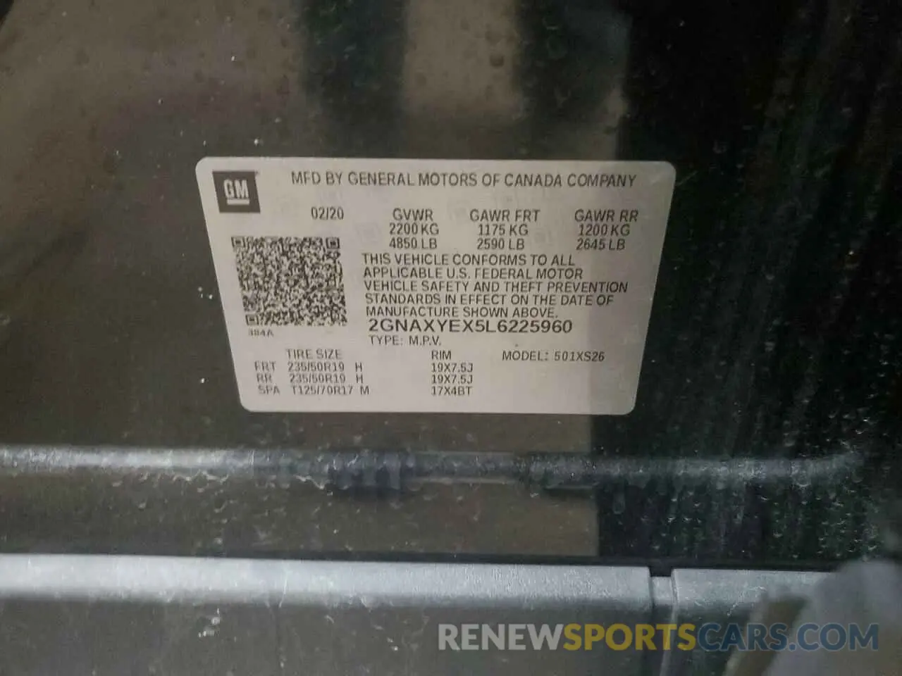 13 Photograph of a damaged car 2GNAXYEX5L6225960 CHEVROLET EQUINOX 2020