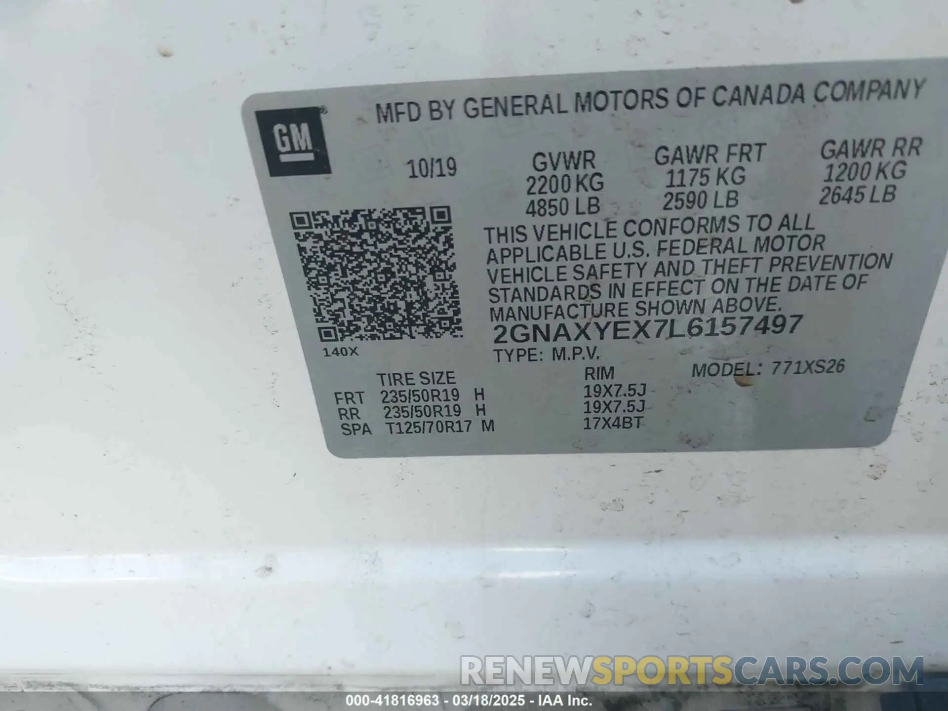 9 Photograph of a damaged car 2GNAXYEX7L6157497 CHEVROLET EQUINOX 2020