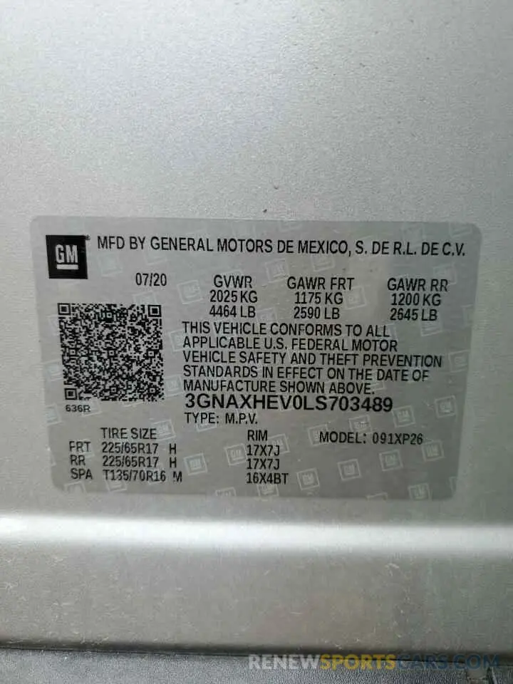 14 Фотография поврежденного автомобиля 3GNAXHEV0LS703489 CHEVROLET EQUINOX 2020