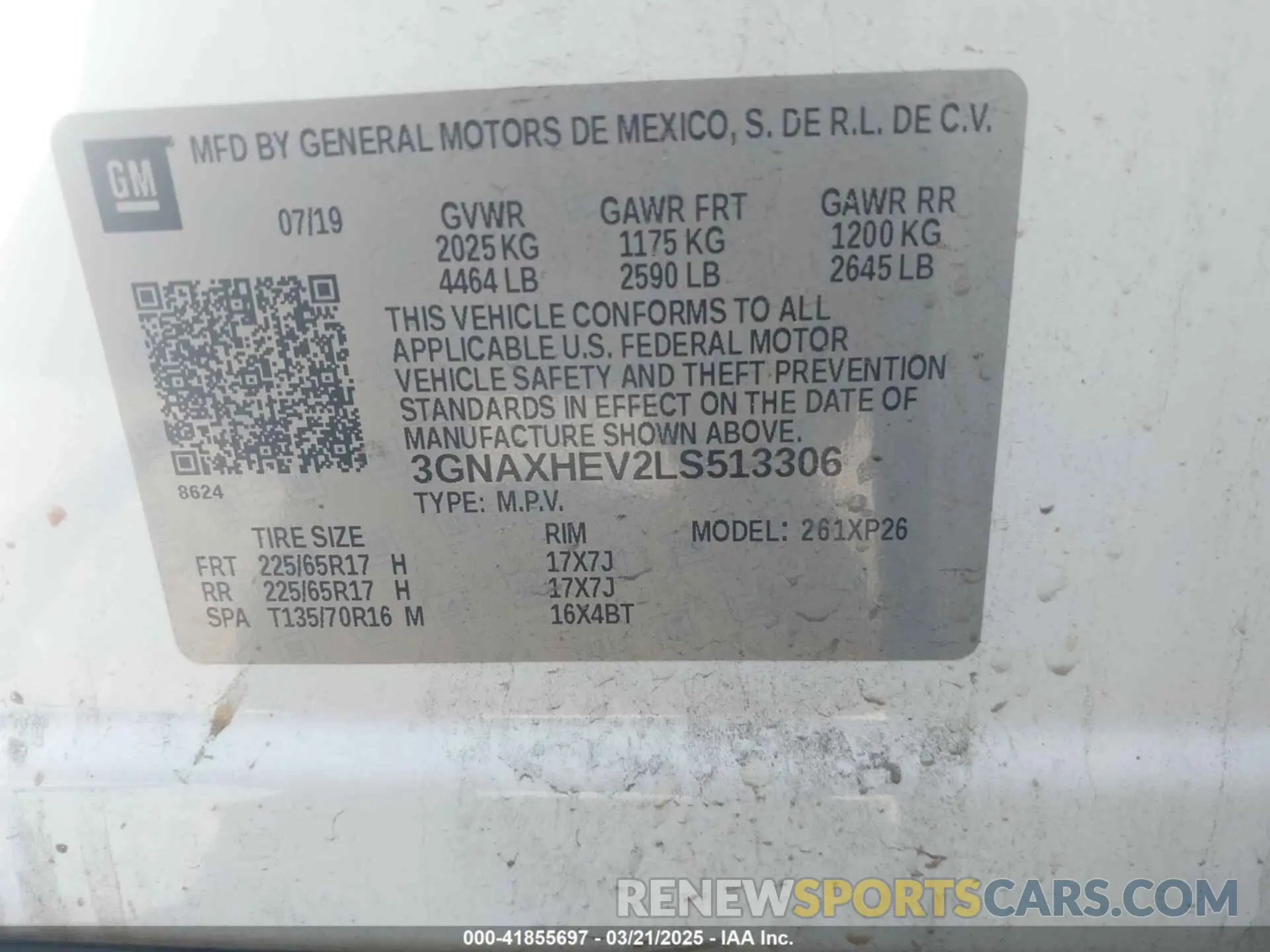 9 Фотография поврежденного автомобиля 3GNAXHEV2LS513306 CHEVROLET EQUINOX 2020
