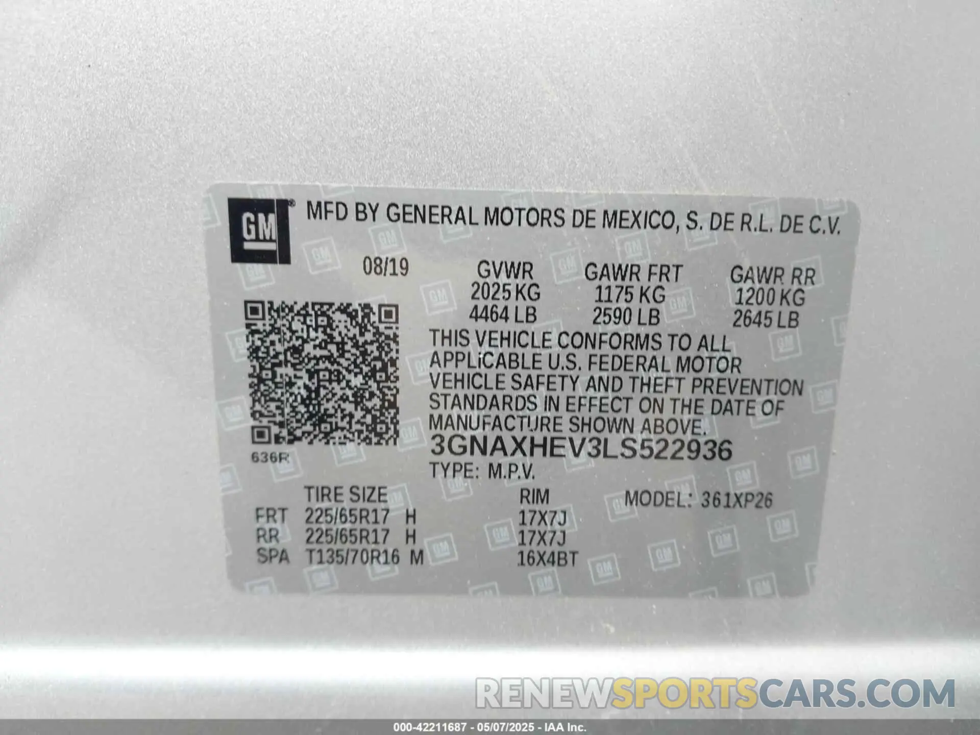 9 Фотография поврежденного автомобиля 3GNAXHEV3LS522936 CHEVROLET EQUINOX 2020
