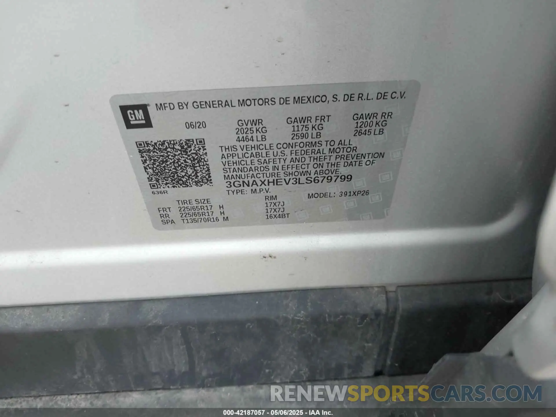 9 Фотография поврежденного автомобиля 3GNAXHEV3LS679799 CHEVROLET EQUINOX 2020