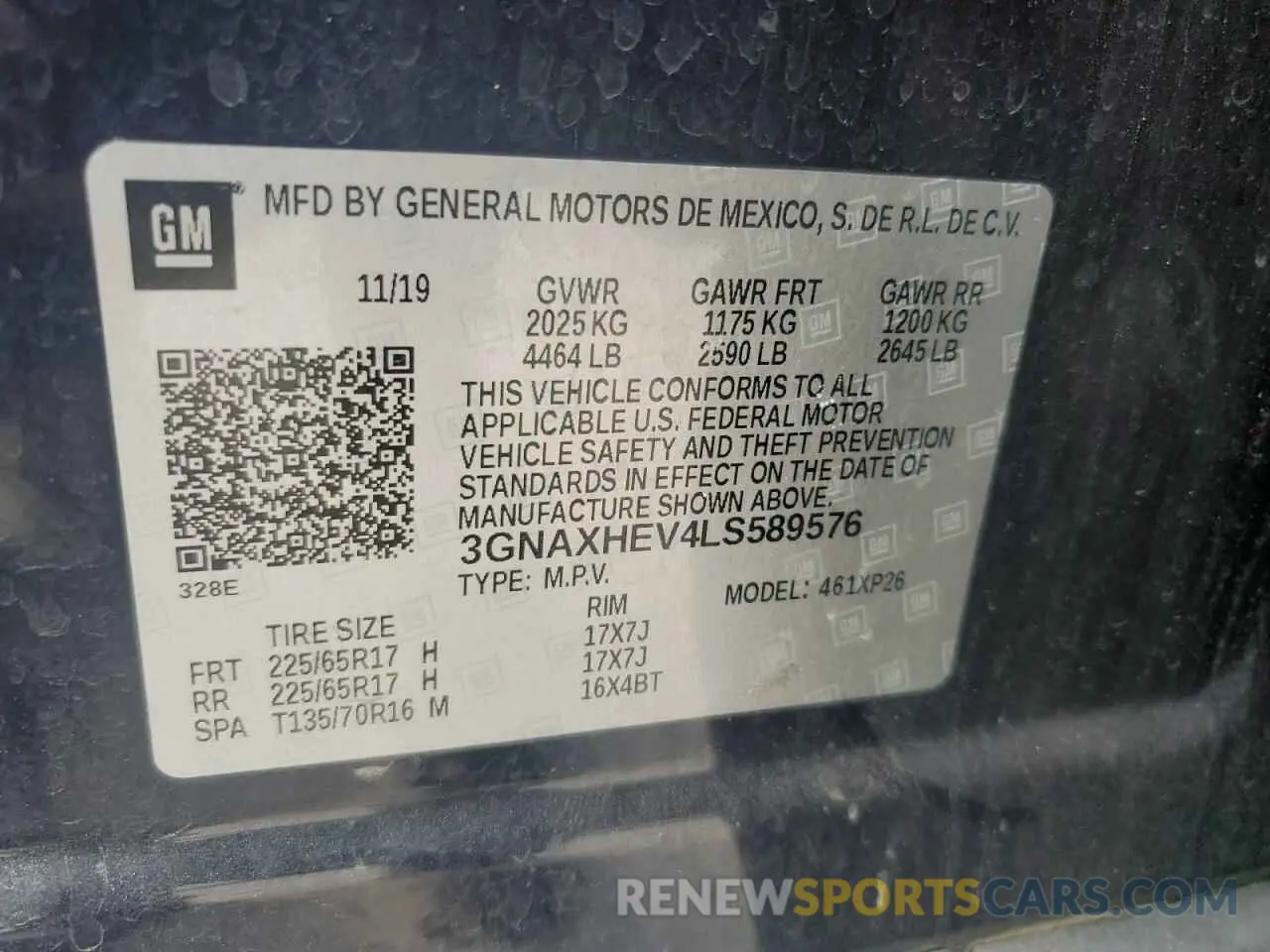 13 Фотография поврежденного автомобиля 3GNAXHEV4LS589576 CHEVROLET EQUINOX 2020