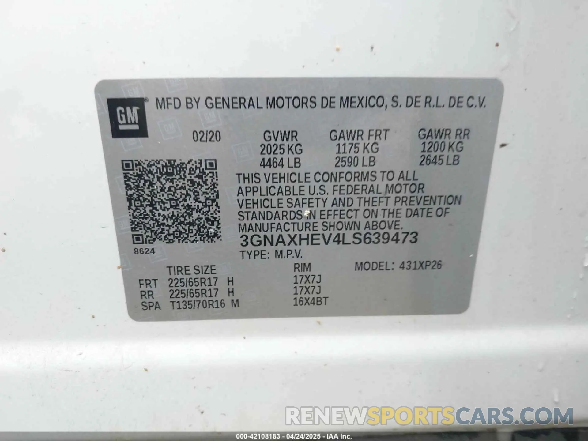 9 Photograph of a damaged car 3GNAXHEV4LS639473 CHEVROLET EQUINOX 2020
