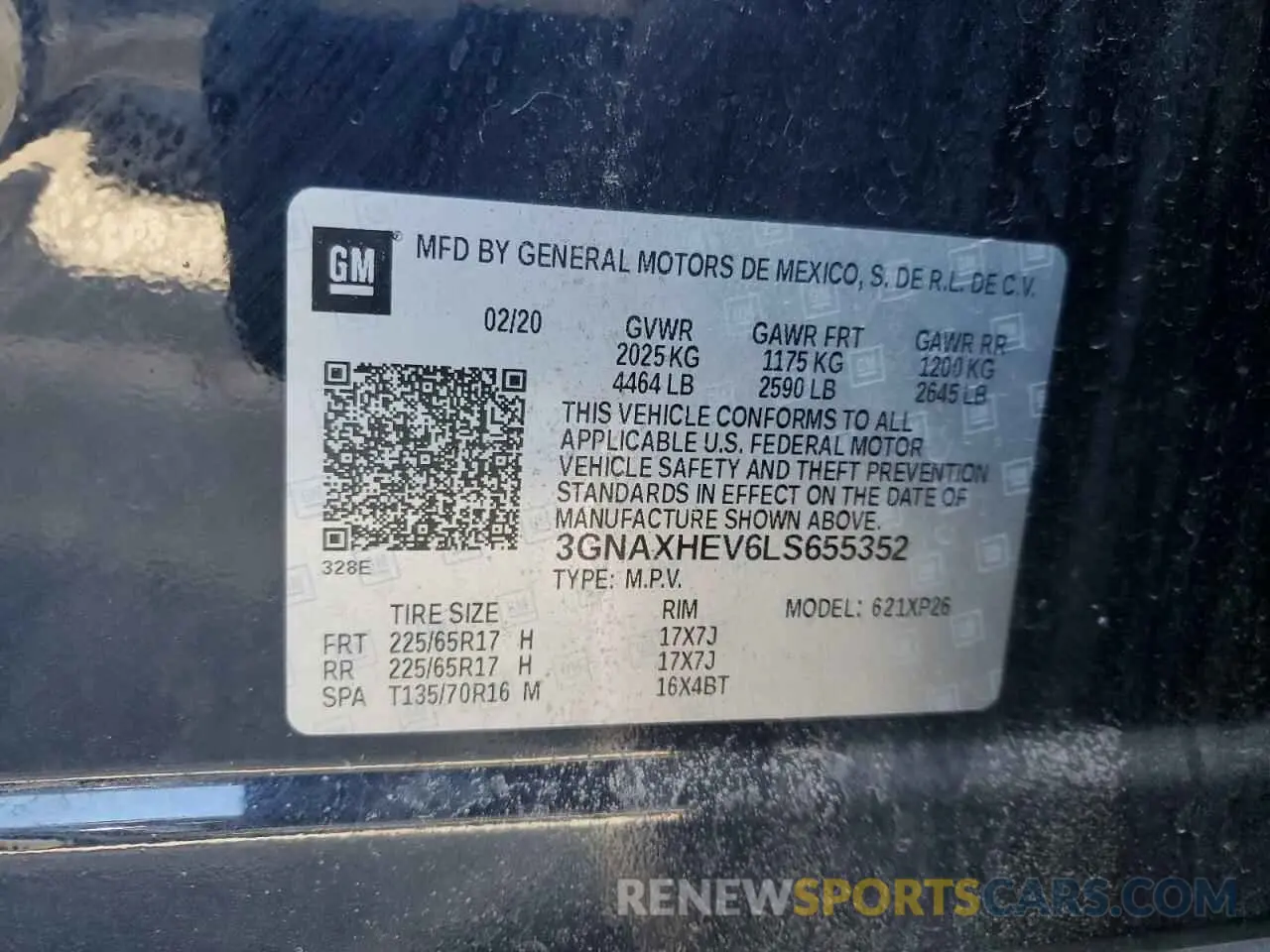 15 Фотография поврежденного автомобиля 3GNAXHEV6LS655352 CHEVROLET EQUINOX 2020