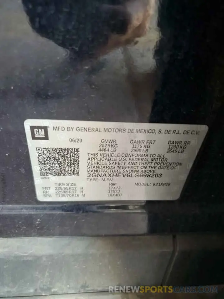 13 Photograph of a damaged car 3GNAXHEV6LS698203 CHEVROLET EQUINOX 2020