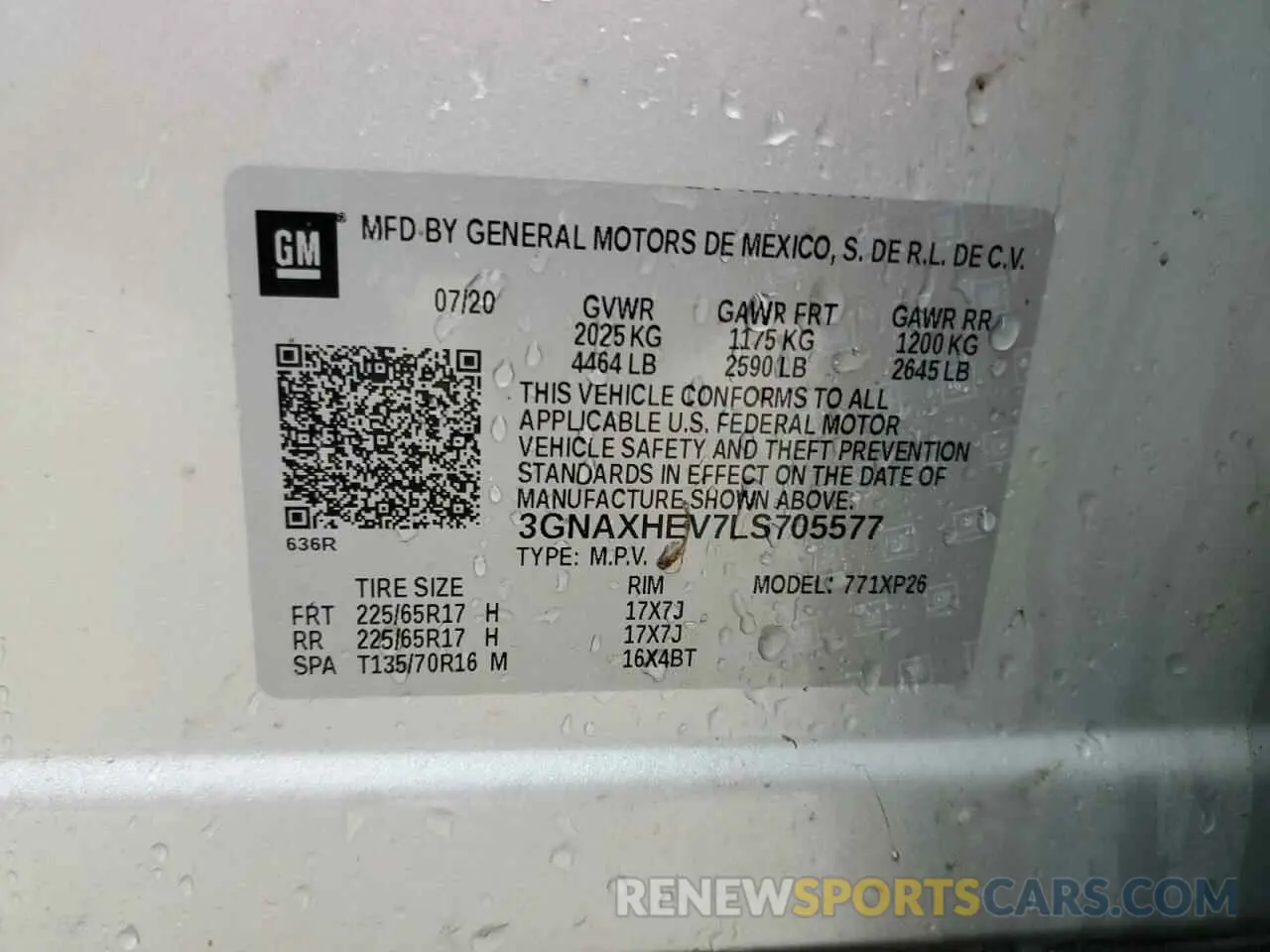 13 Фотография поврежденного автомобиля 3GNAXHEV7LS705577 CHEVROLET EQUINOX 2020