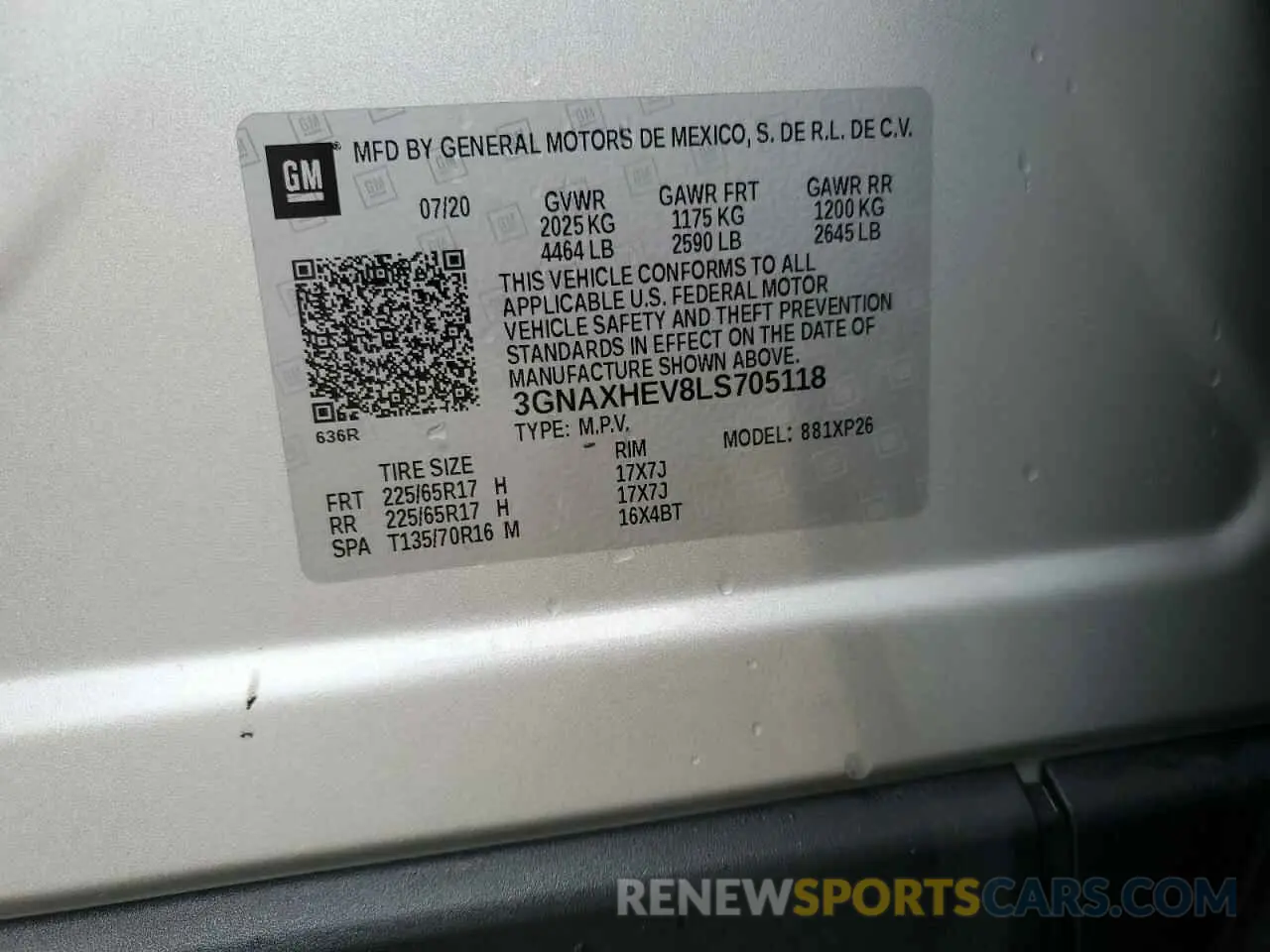 15 Photograph of a damaged car 3GNAXHEV8LS705118 CHEVROLET EQUINOX 2020