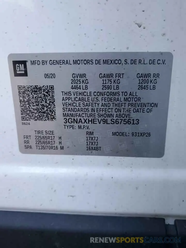 15 Photograph of a damaged car 3GNAXHEV9LS675613 CHEVROLET EQUINOX 2020
