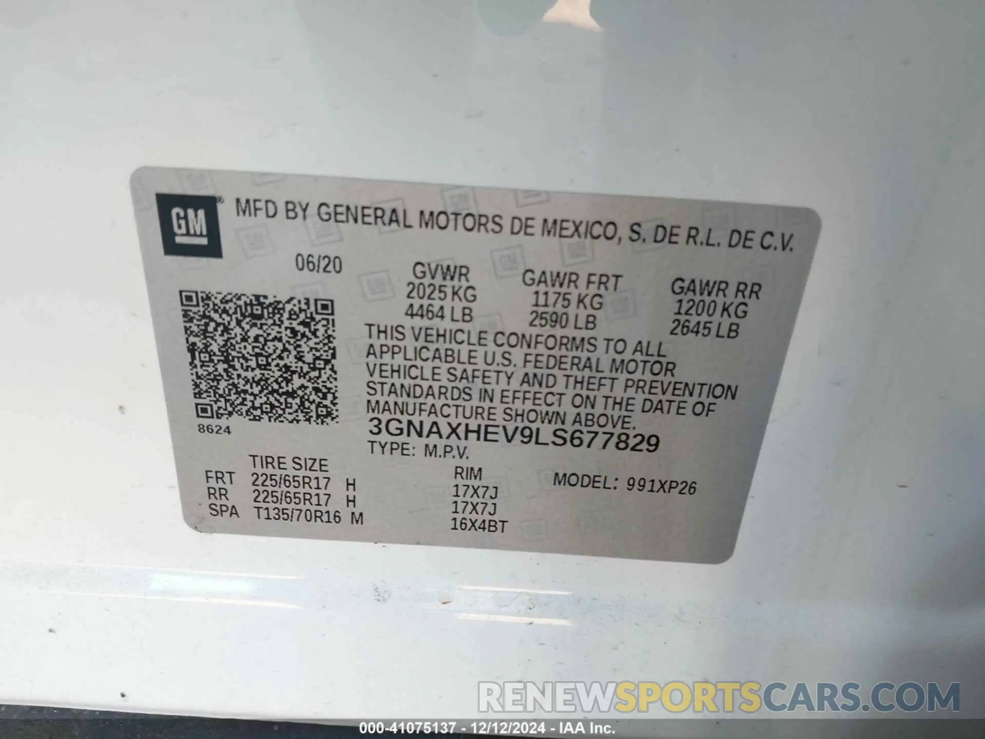 9 Фотография поврежденного автомобиля 3GNAXHEV9LS677829 CHEVROLET EQUINOX 2020