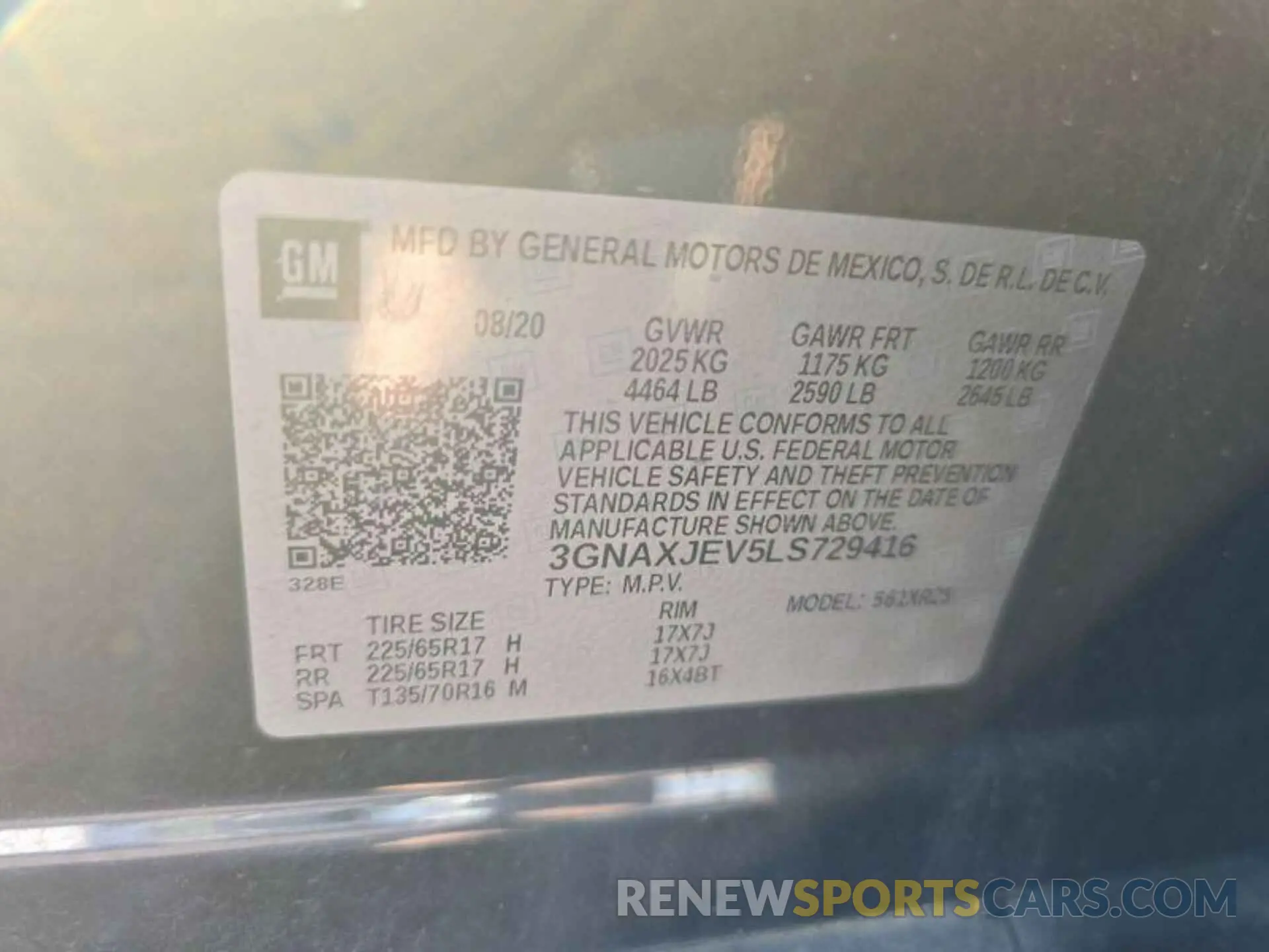 19 Photograph of a damaged car 3GNAXJEV5LS729416 CHEVROLET EQUINOX 2020