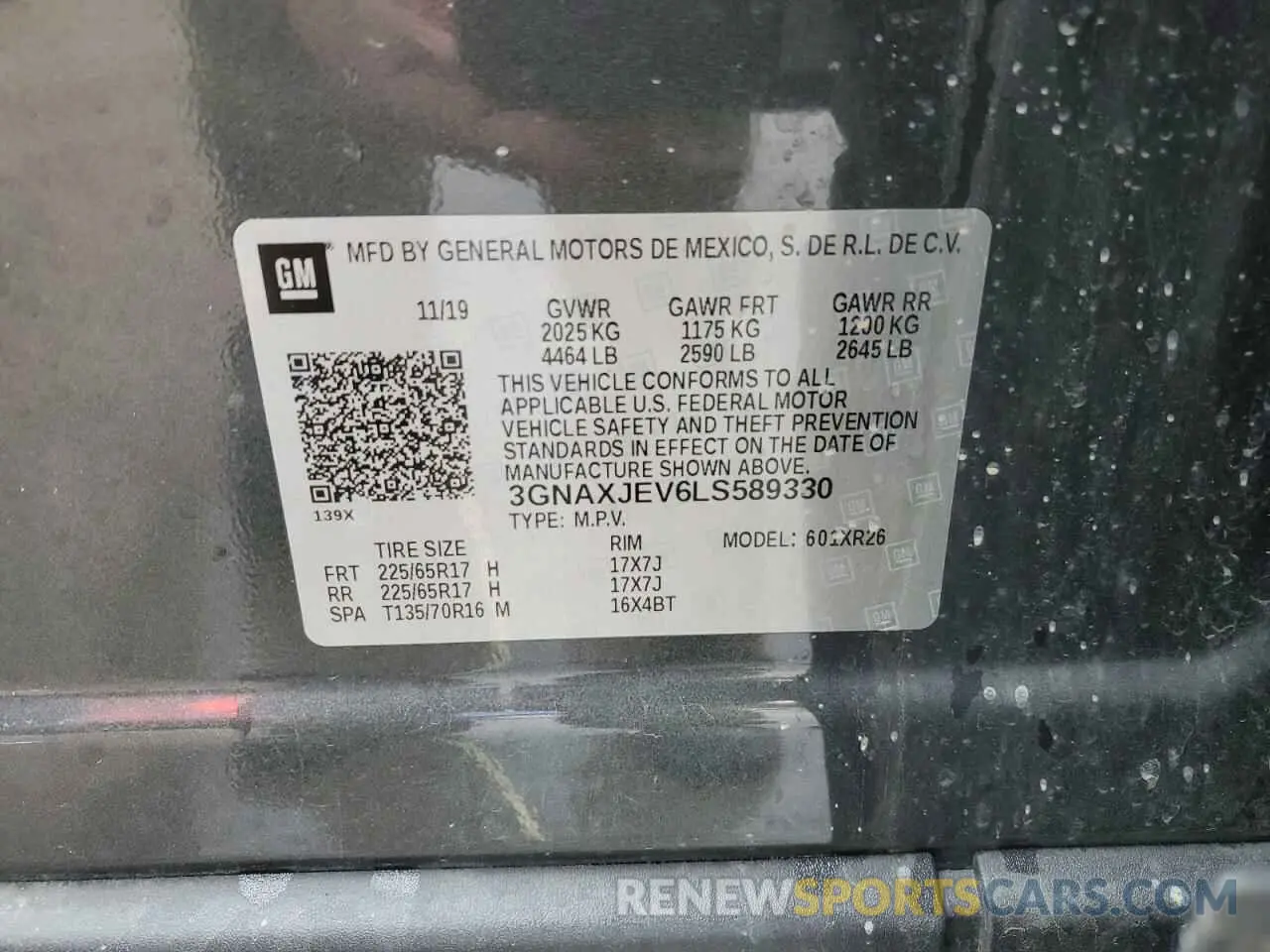 14 Photograph of a damaged car 3GNAXJEV6LS589330 CHEVROLET EQUINOX 2020