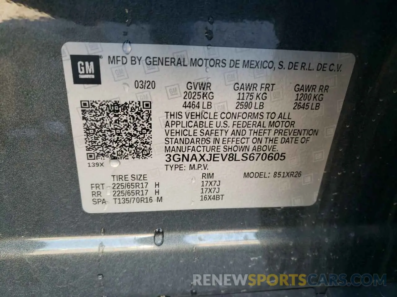 14 Photograph of a damaged car 3GNAXJEV8LS670605 CHEVROLET EQUINOX 2020