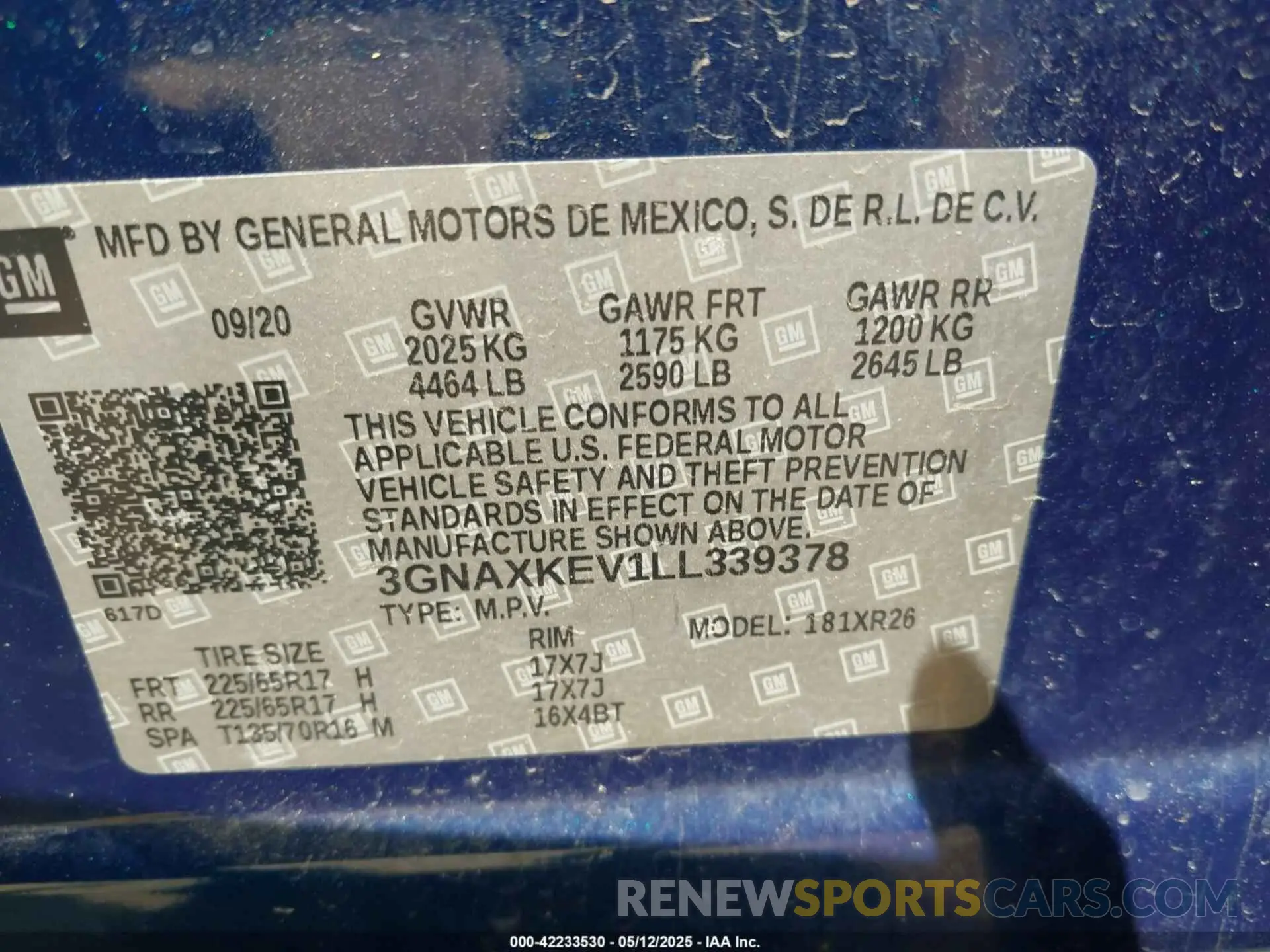 9 Фотография поврежденного автомобиля 3GNAXKEV1LL339378 CHEVROLET EQUINOX 2020