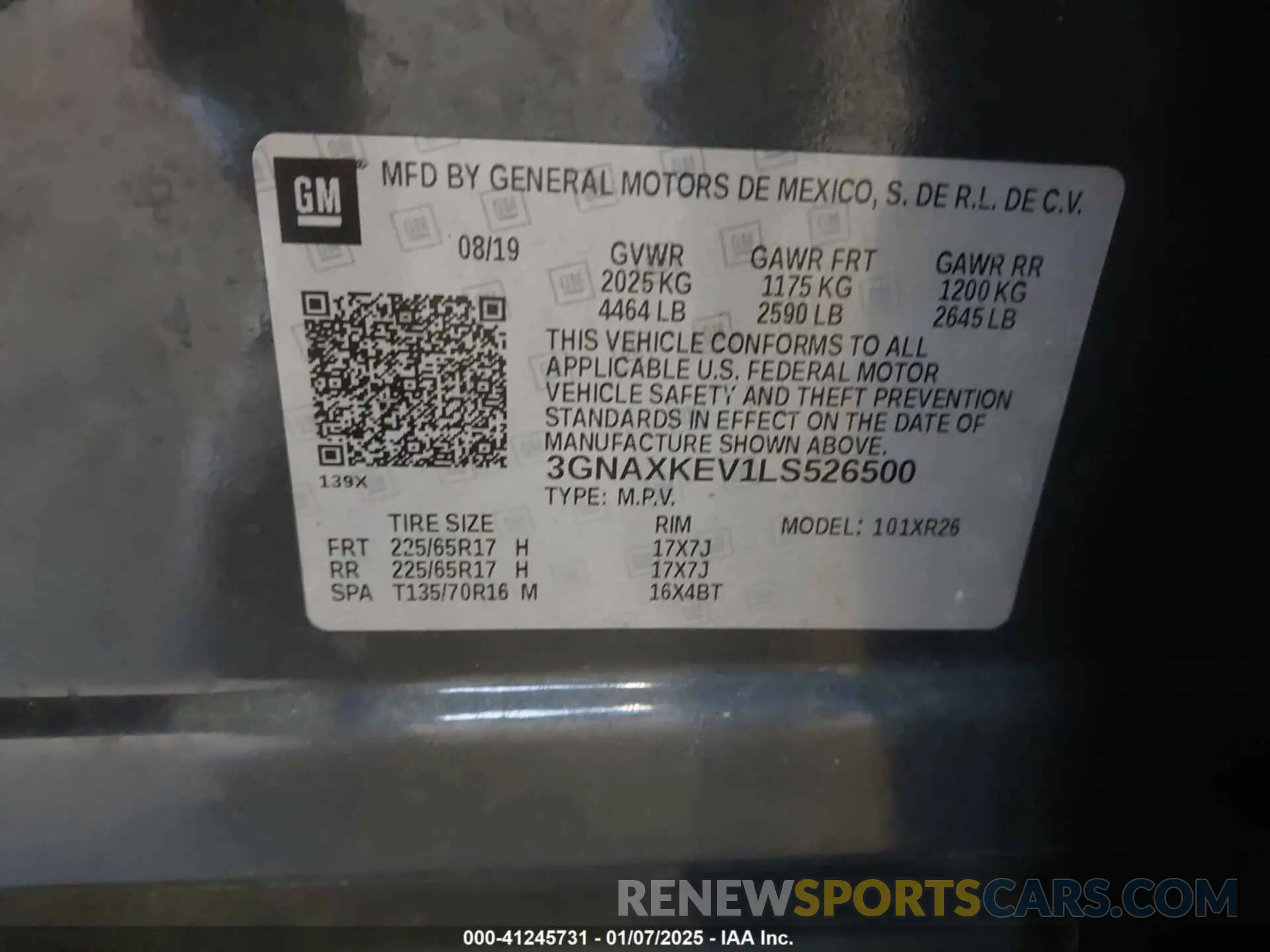 9 Photograph of a damaged car 3GNAXKEV1LS526500 CHEVROLET EQUINOX 2020