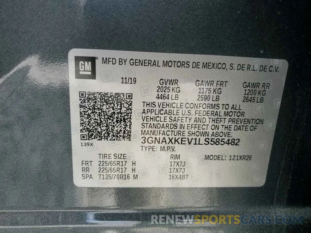 14 Photograph of a damaged car 3GNAXKEV1LS585482 CHEVROLET EQUINOX 2020