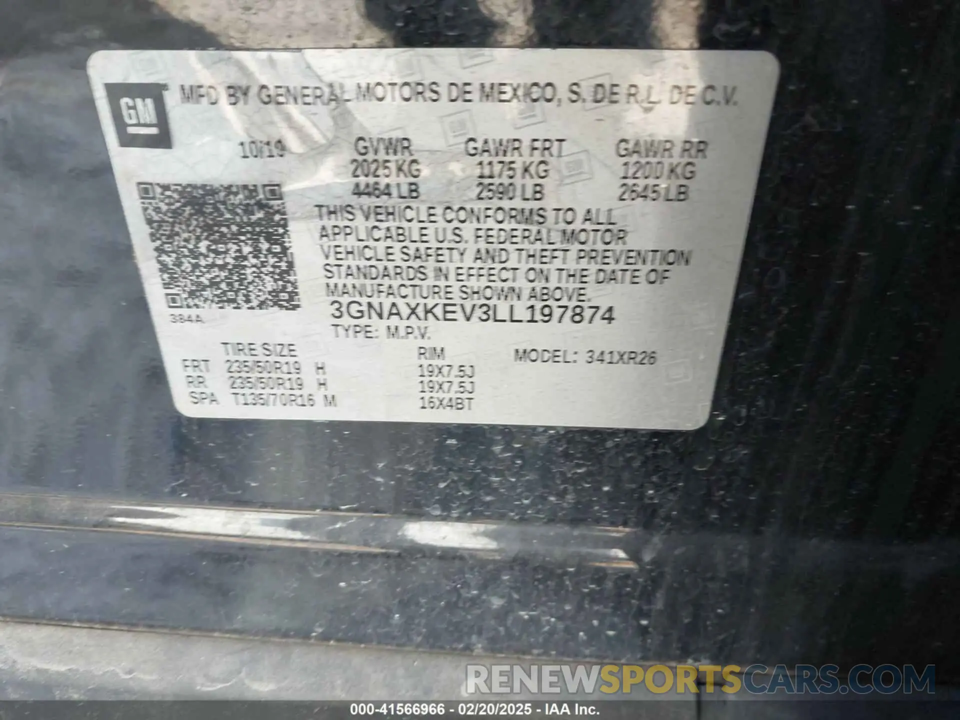 9 Photograph of a damaged car 3GNAXKEV3LL197874 CHEVROLET EQUINOX 2020