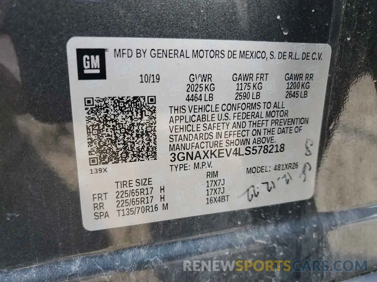 12 Фотография поврежденного автомобиля 3GNAXKEV4LS578218 CHEVROLET EQUINOX 2020