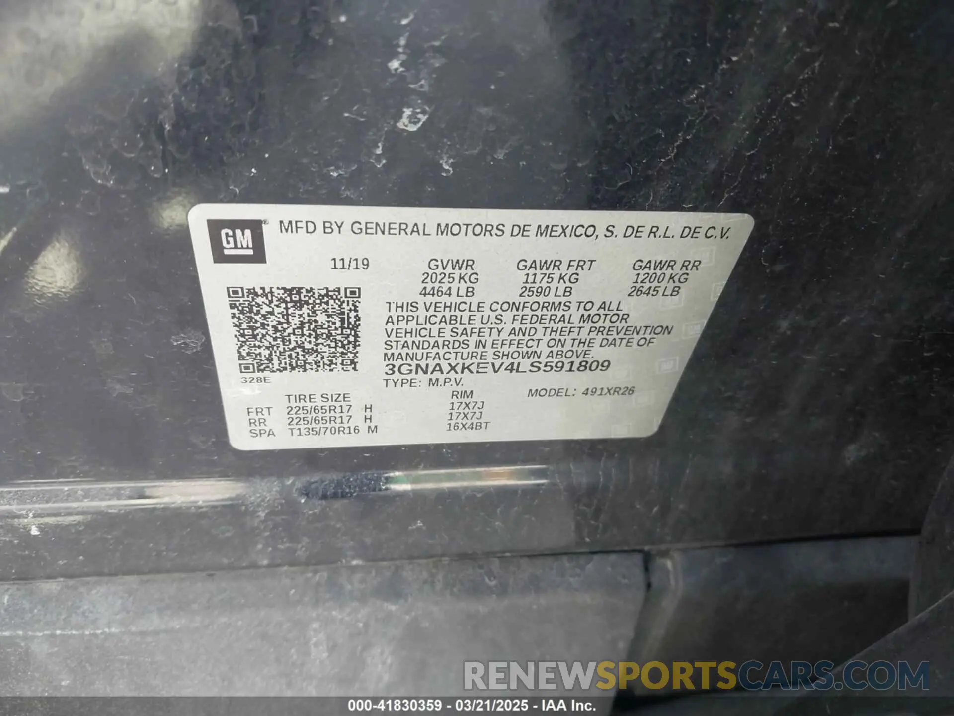 9 Фотография поврежденного автомобиля 3GNAXKEV4LS591809 CHEVROLET EQUINOX 2020
