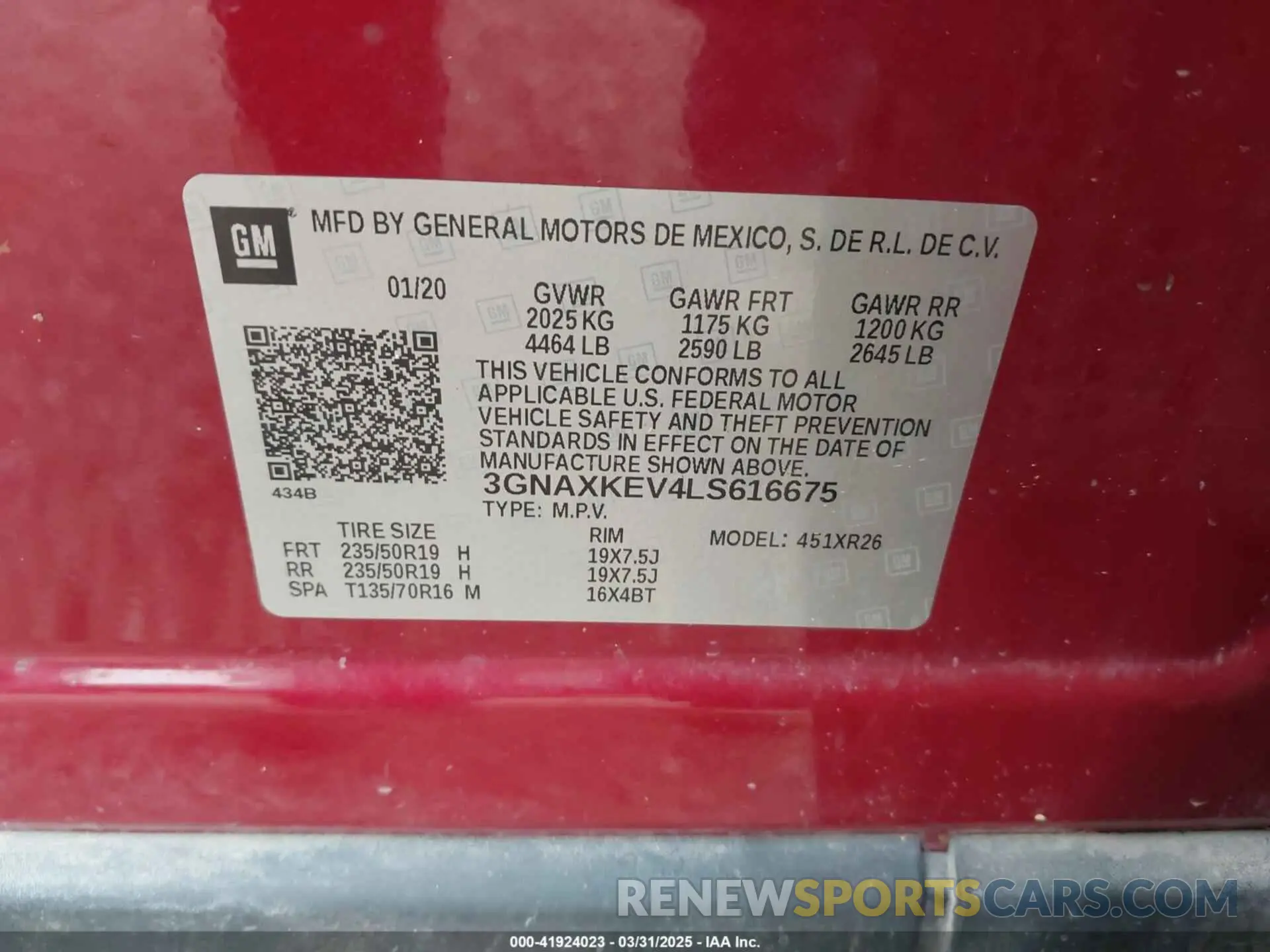 9 Photograph of a damaged car 3GNAXKEV4LS616675 CHEVROLET EQUINOX 2020