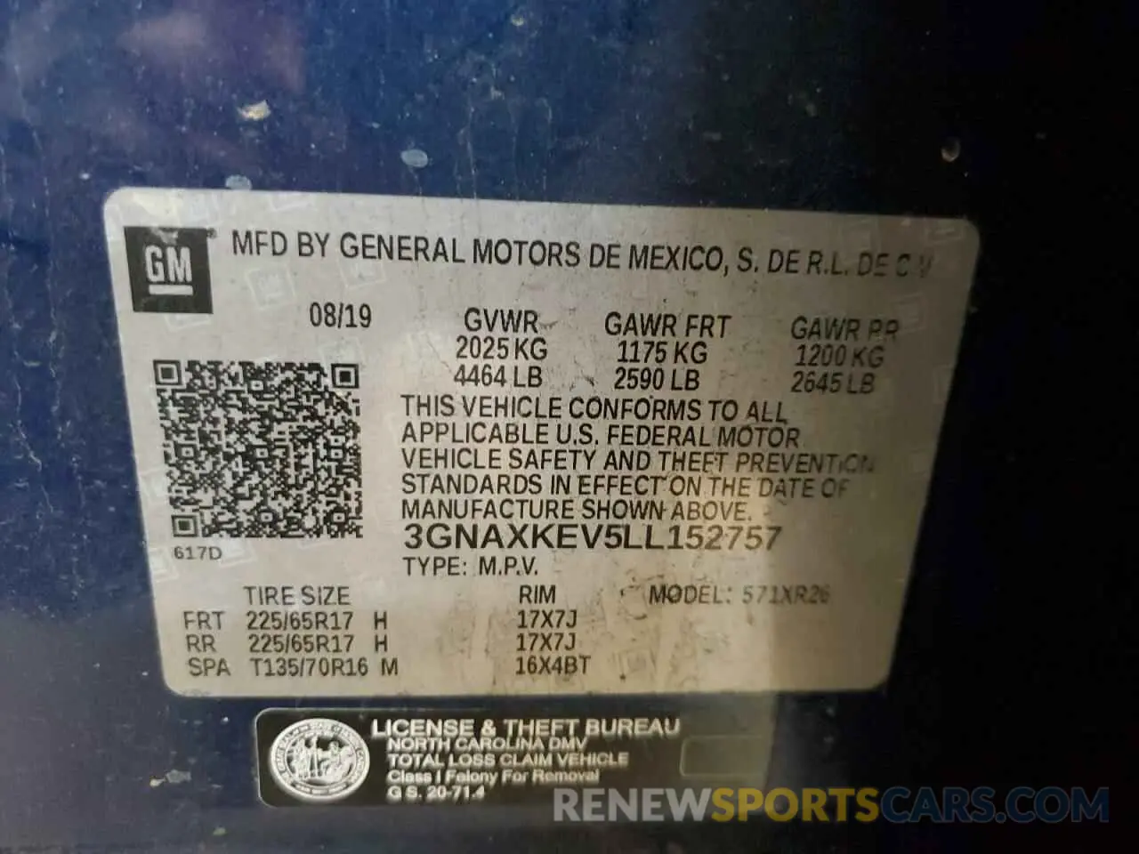 13 Фотография поврежденного автомобиля 3GNAXKEV5LL152757 CHEVROLET EQUINOX 2020