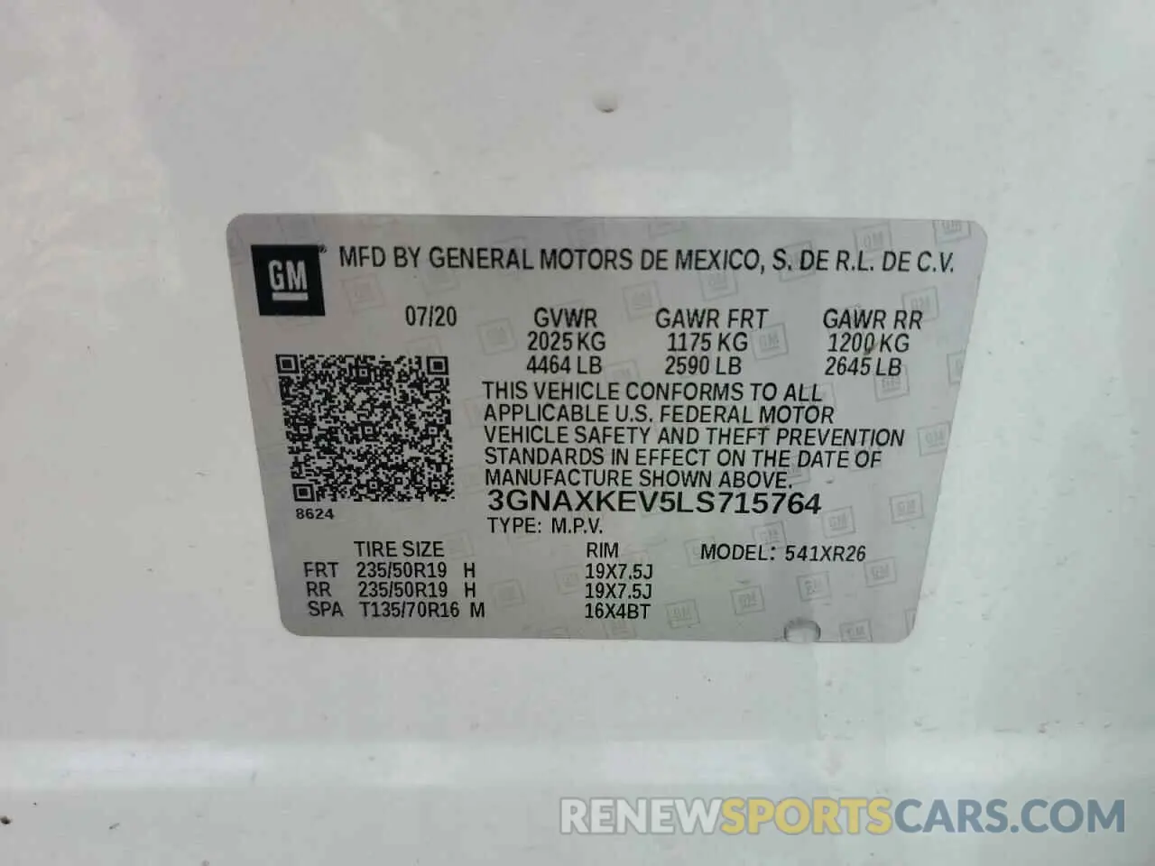 14 Photograph of a damaged car 3GNAXKEV5LS715764 CHEVROLET EQUINOX 2020
