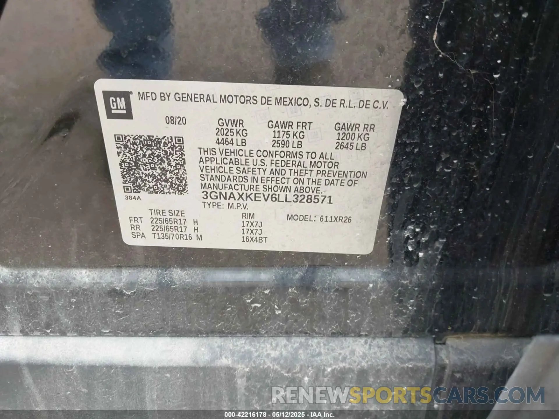 9 Фотография поврежденного автомобиля 3GNAXKEV6LL328571 CHEVROLET EQUINOX 2020