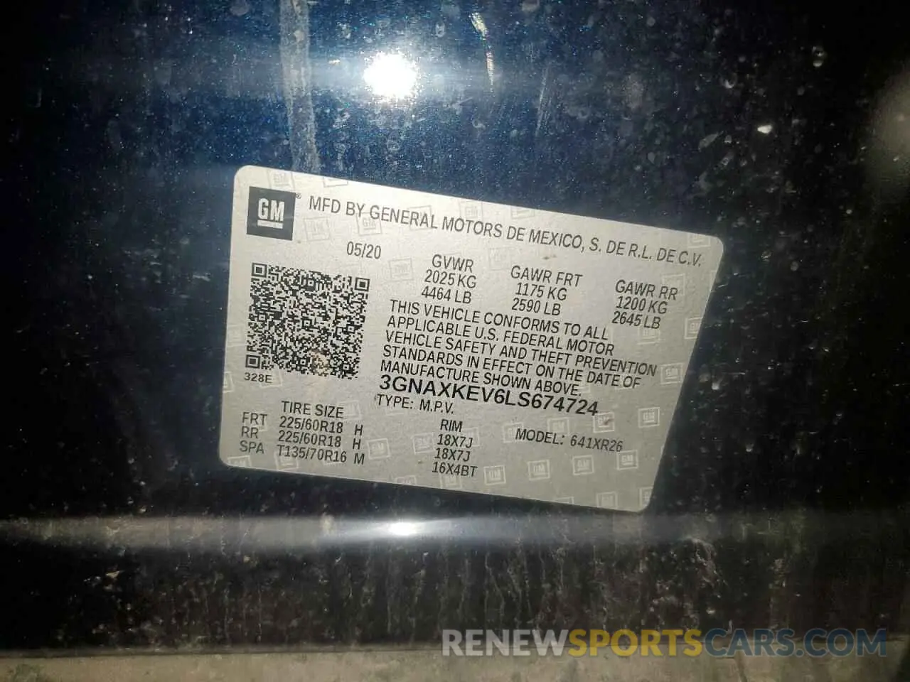13 Photograph of a damaged car 3GNAXKEV6LS674724 CHEVROLET EQUINOX 2020