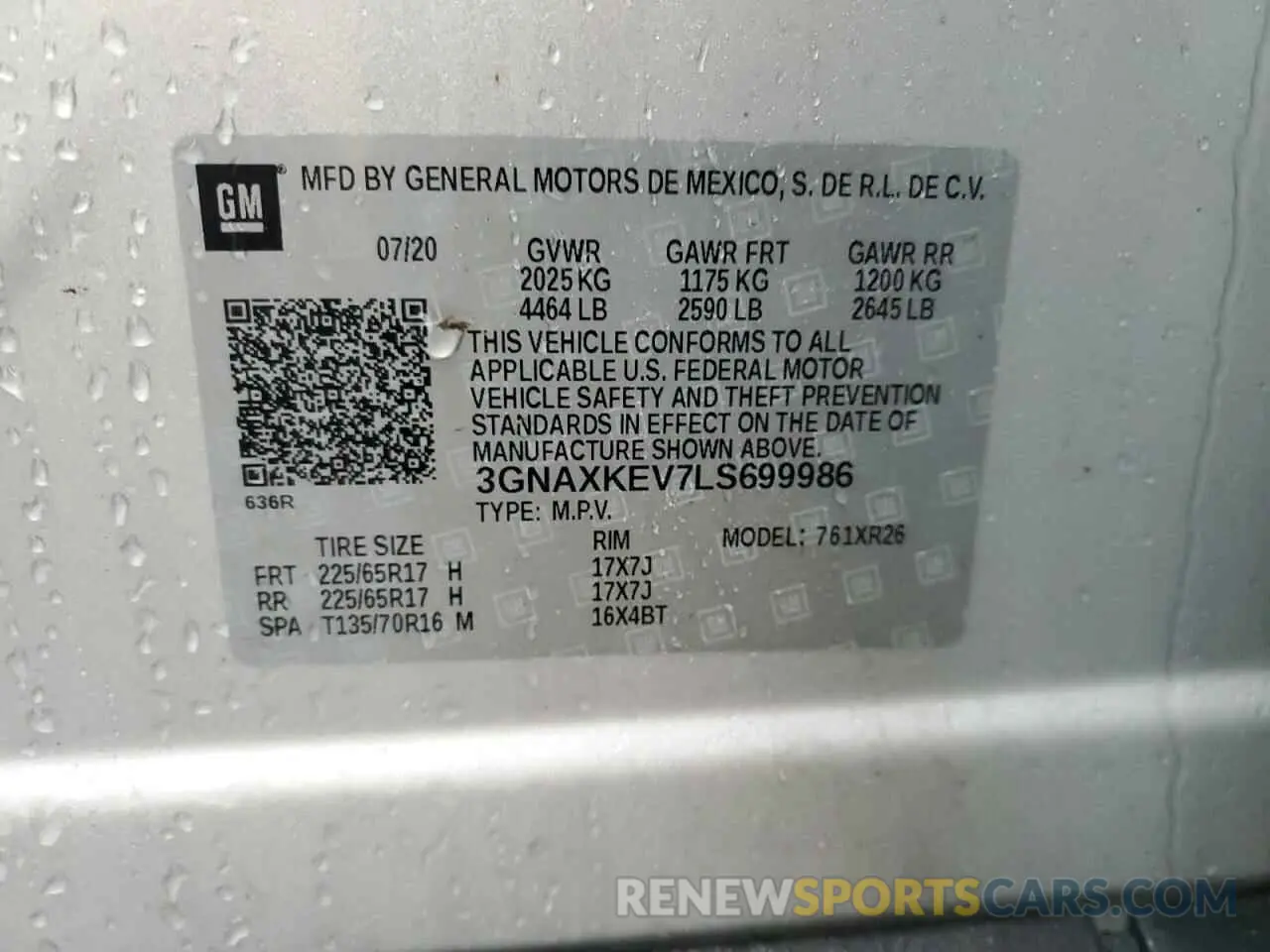 13 Photograph of a damaged car 3GNAXKEV7LS699986 CHEVROLET EQUINOX 2020