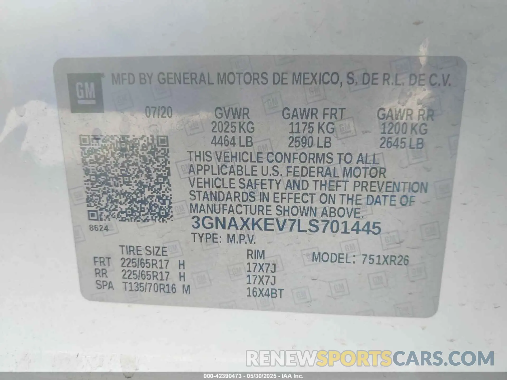 9 Фотография поврежденного автомобиля 3GNAXKEV7LS701445 CHEVROLET EQUINOX 2020