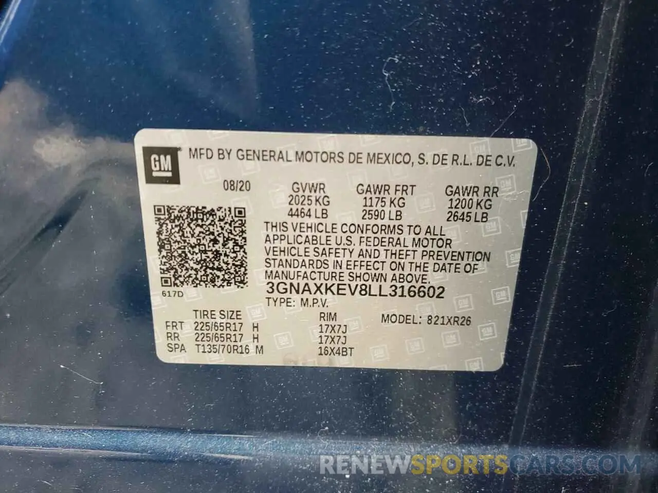 13 Photograph of a damaged car 3GNAXKEV8LL316602 CHEVROLET EQUINOX 2020